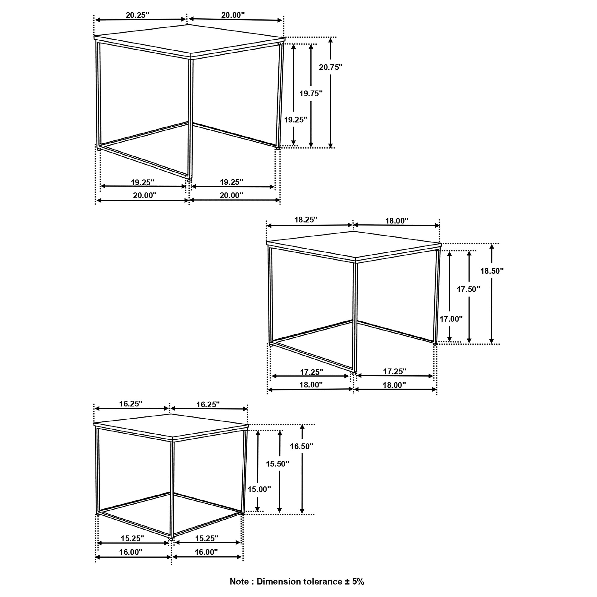 Belcourt  Square Nesting Tables Natural and Black