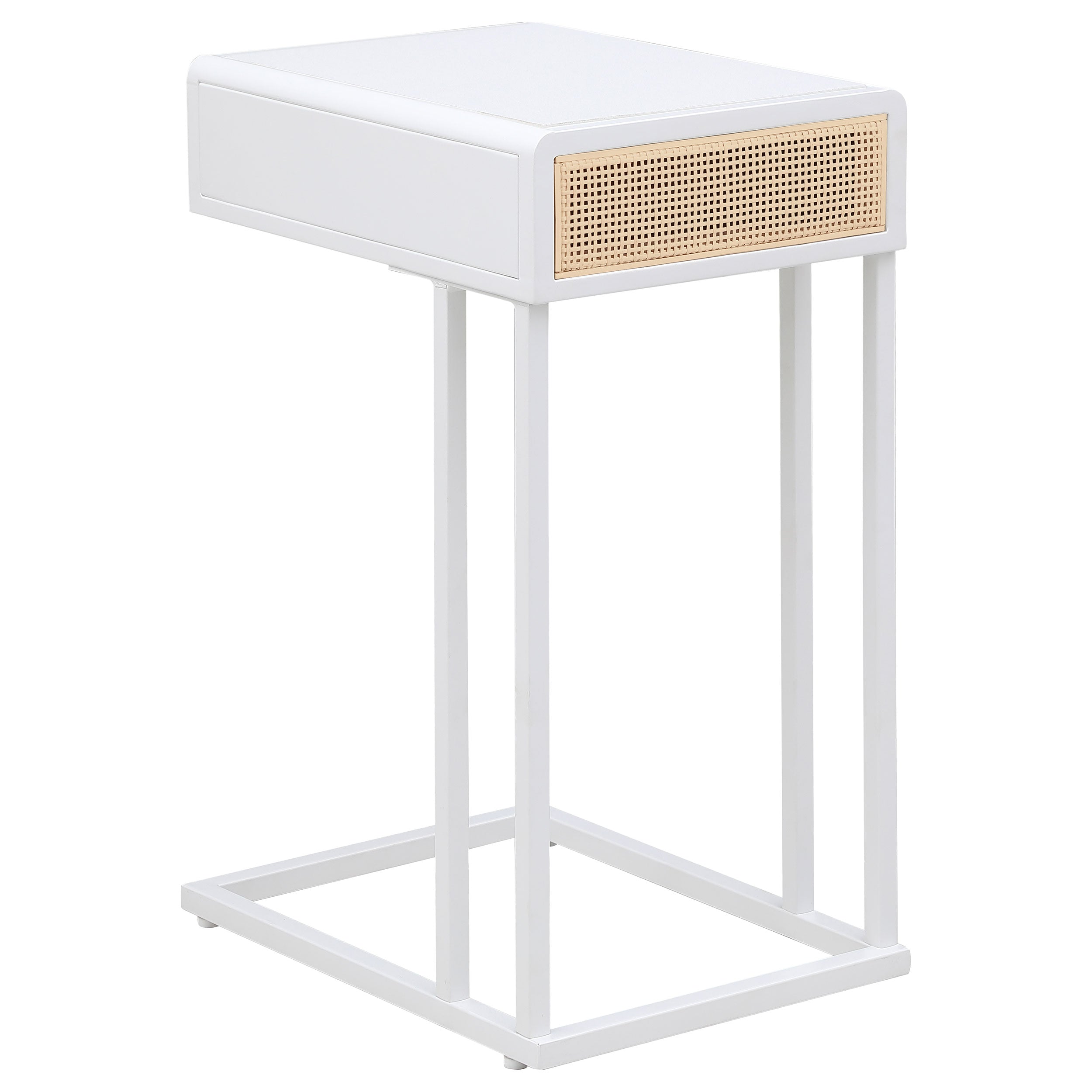 Amherst 1-drawer Radio Weave Cane Metal Side Table Black