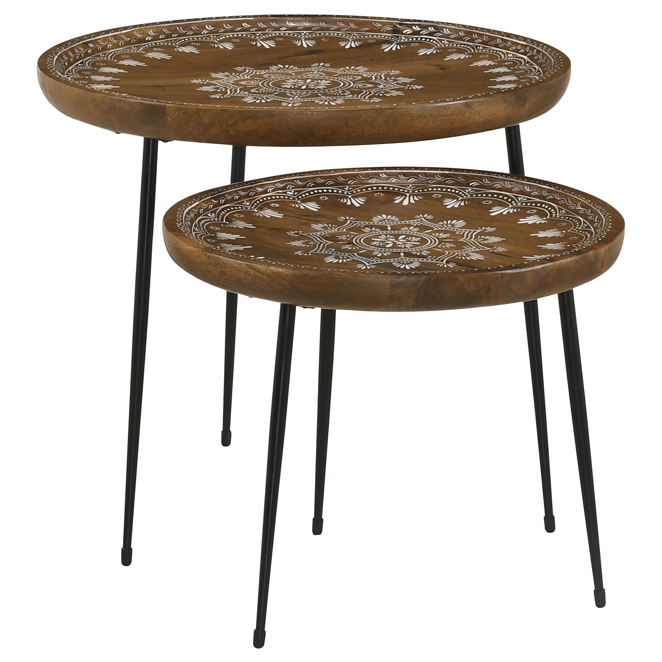 Nuala  Round Mango Wood Nesting Tables Honey