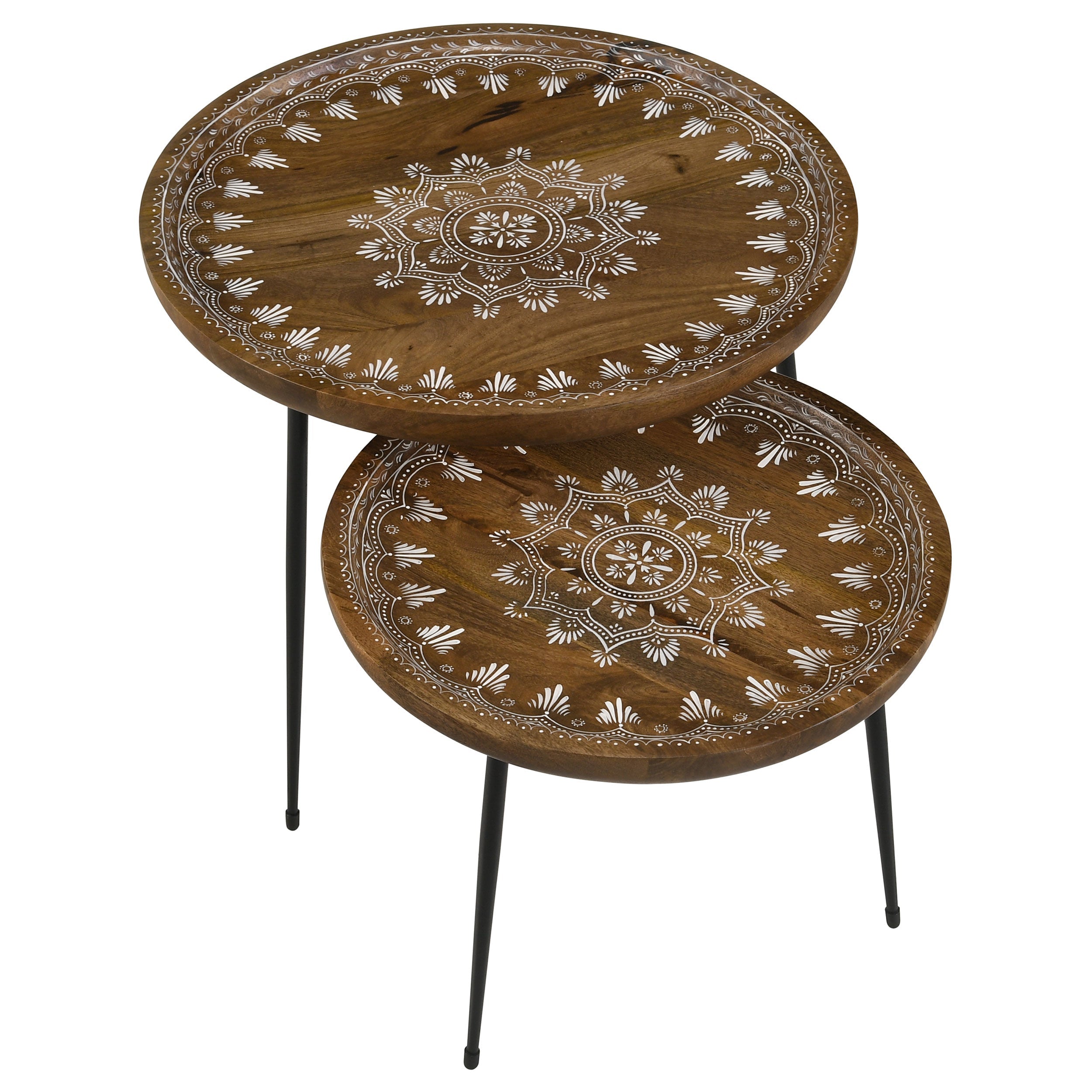 Nuala  Round Mango Wood Nesting Tables Honey