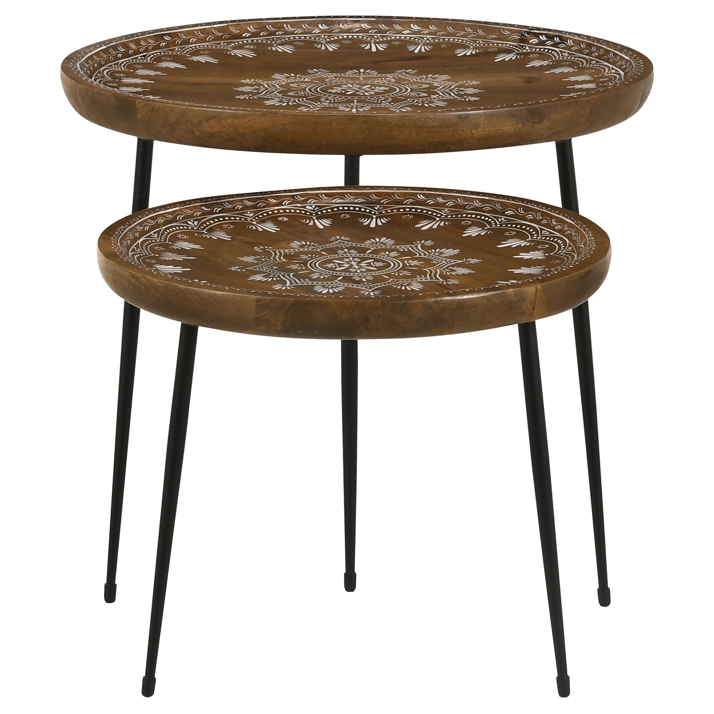 Nuala  Round Mango Wood Nesting Tables Honey
