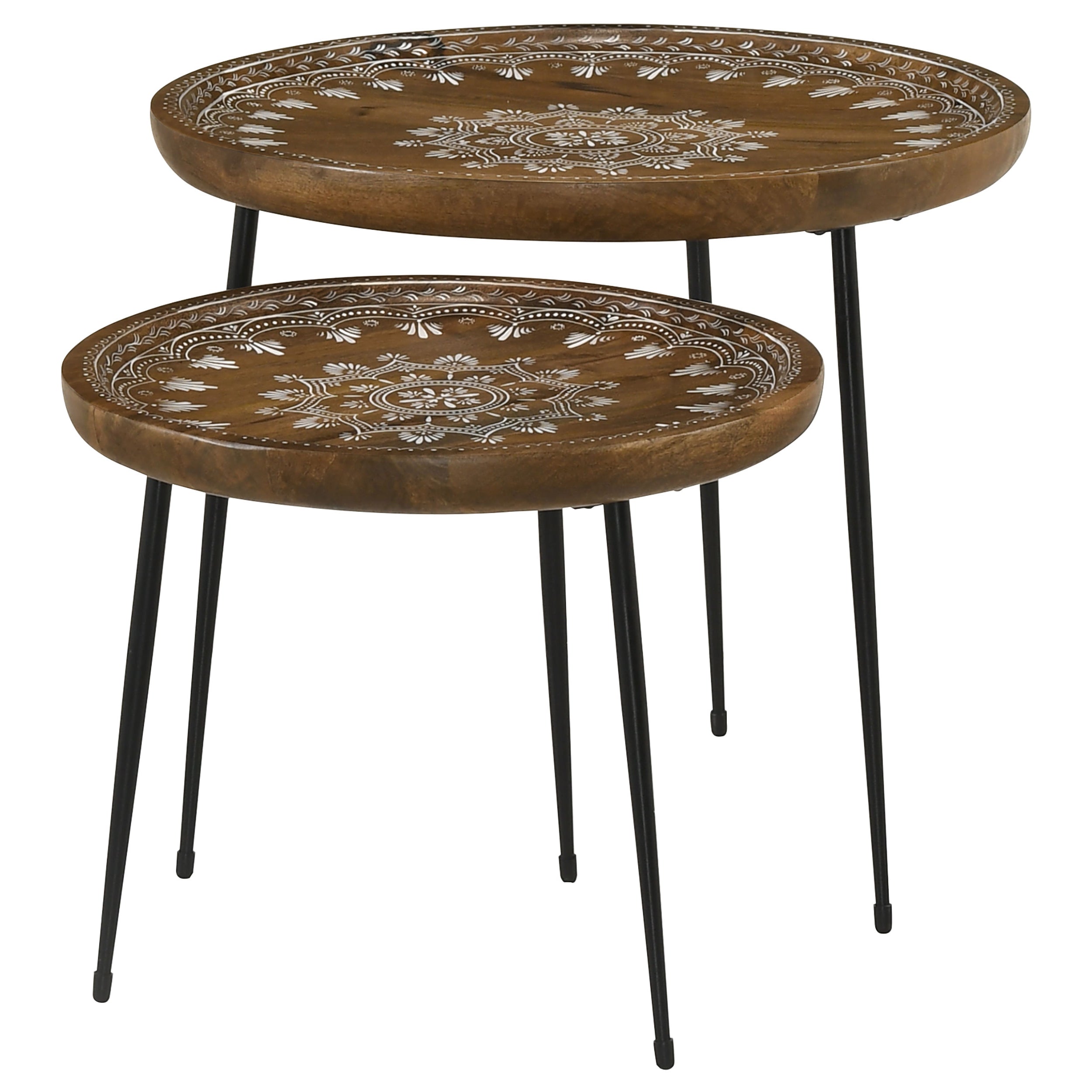Nuala  Round Mango Wood Nesting Tables Honey