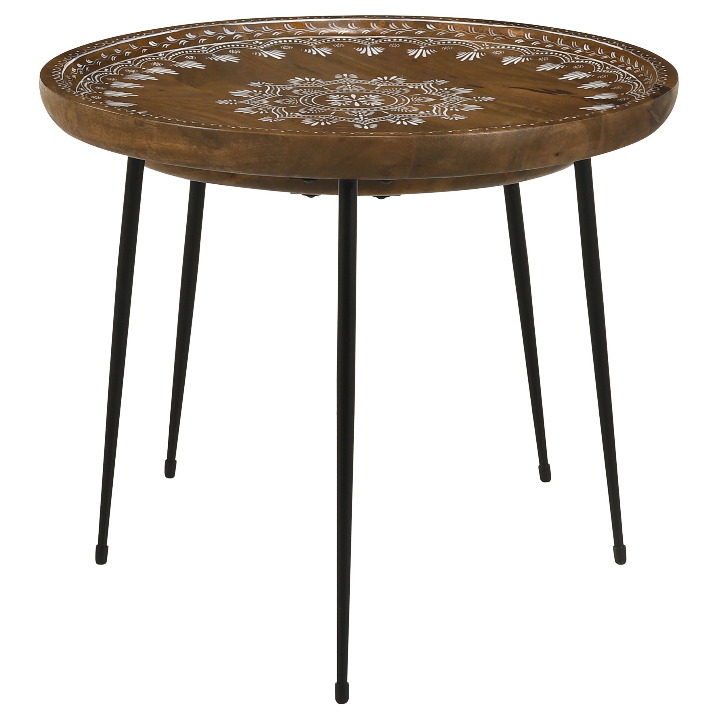 Nuala  Round Mango Wood Nesting Tables Honey
