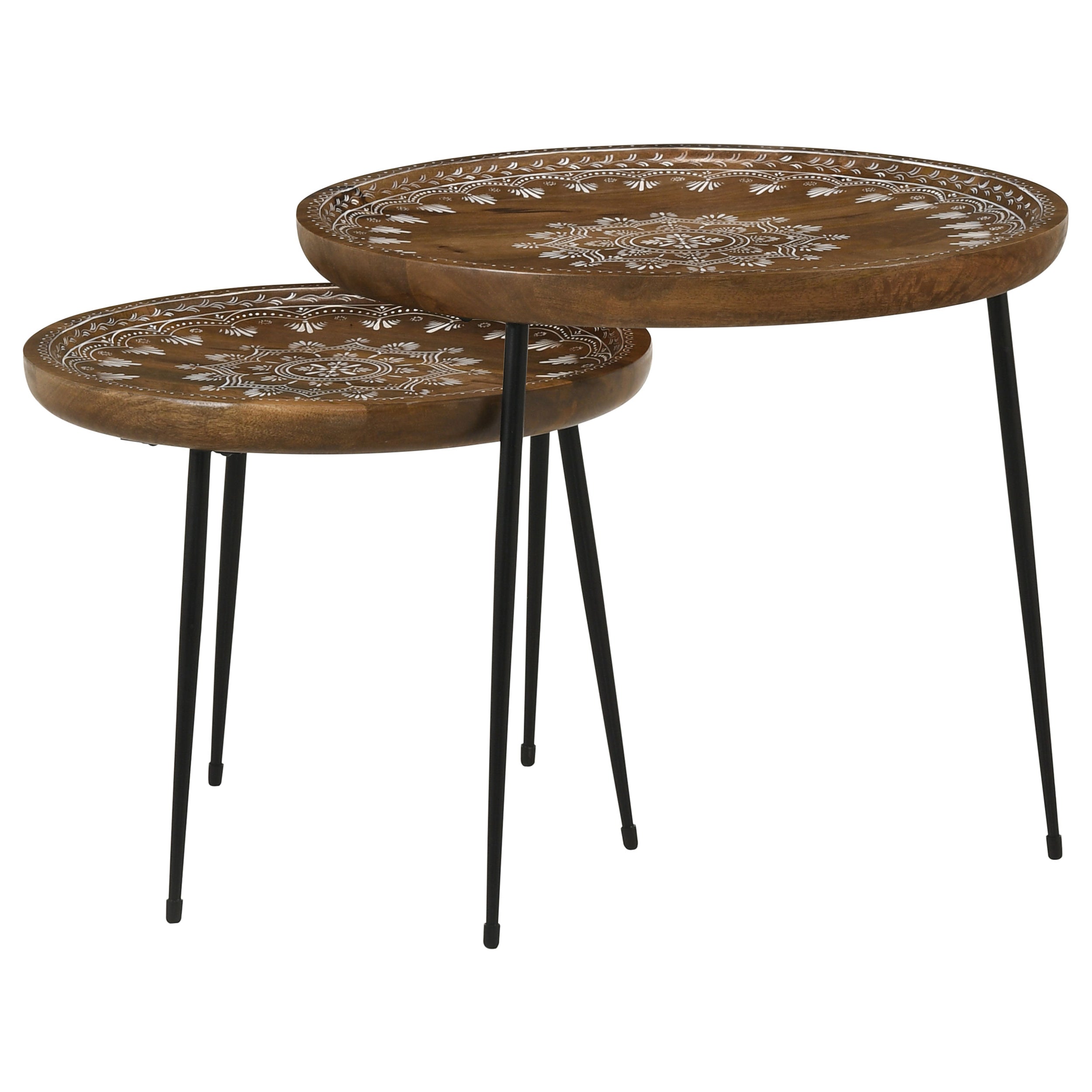 Nuala  Round Mango Wood Nesting Tables Honey