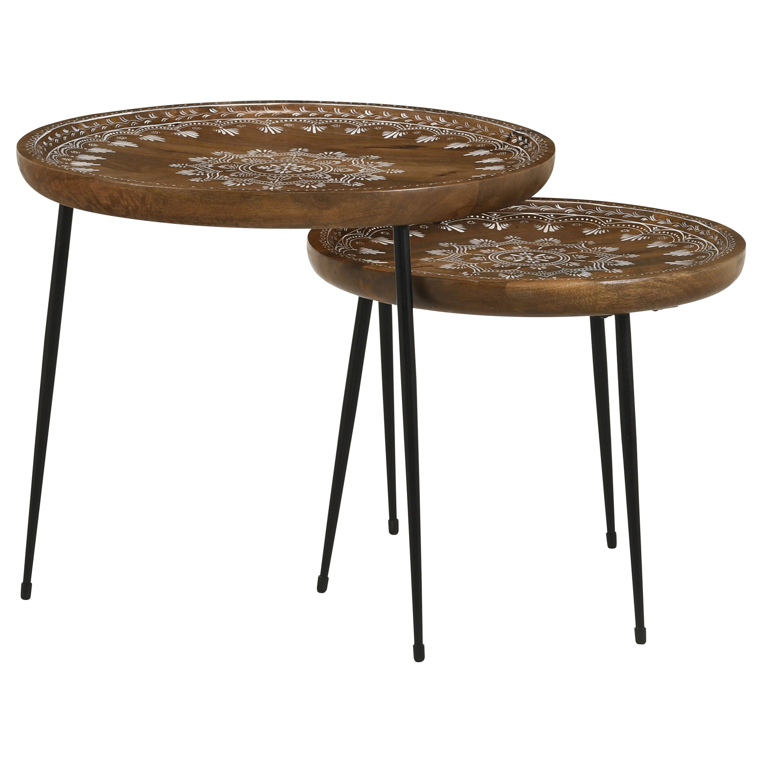 Nuala  Round Mango Wood Nesting Tables Honey