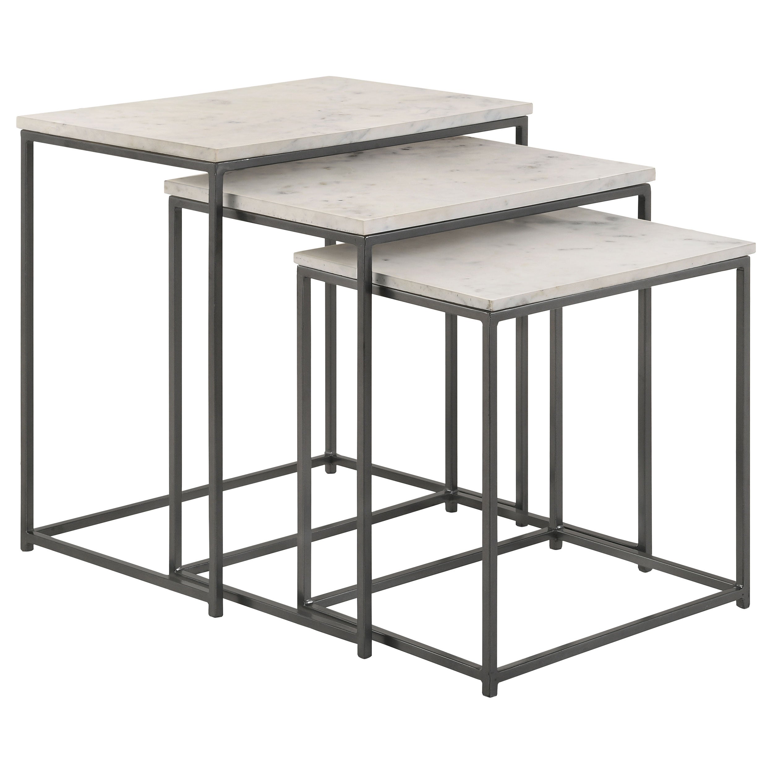Medora  Marble Top Nesting Table Set White