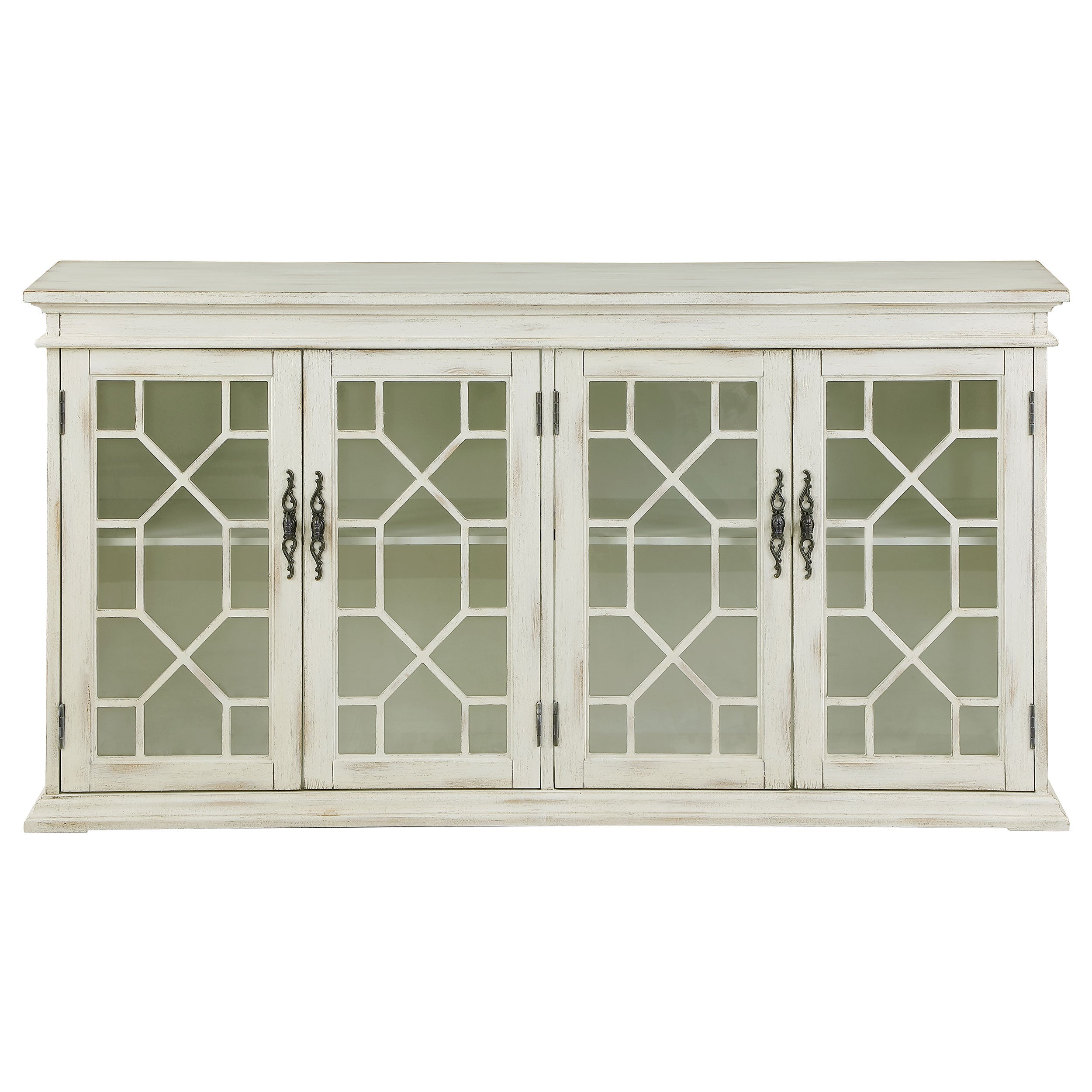 Kiara 4-door Wood Lattice Storage Accent Cabinet Light Honey