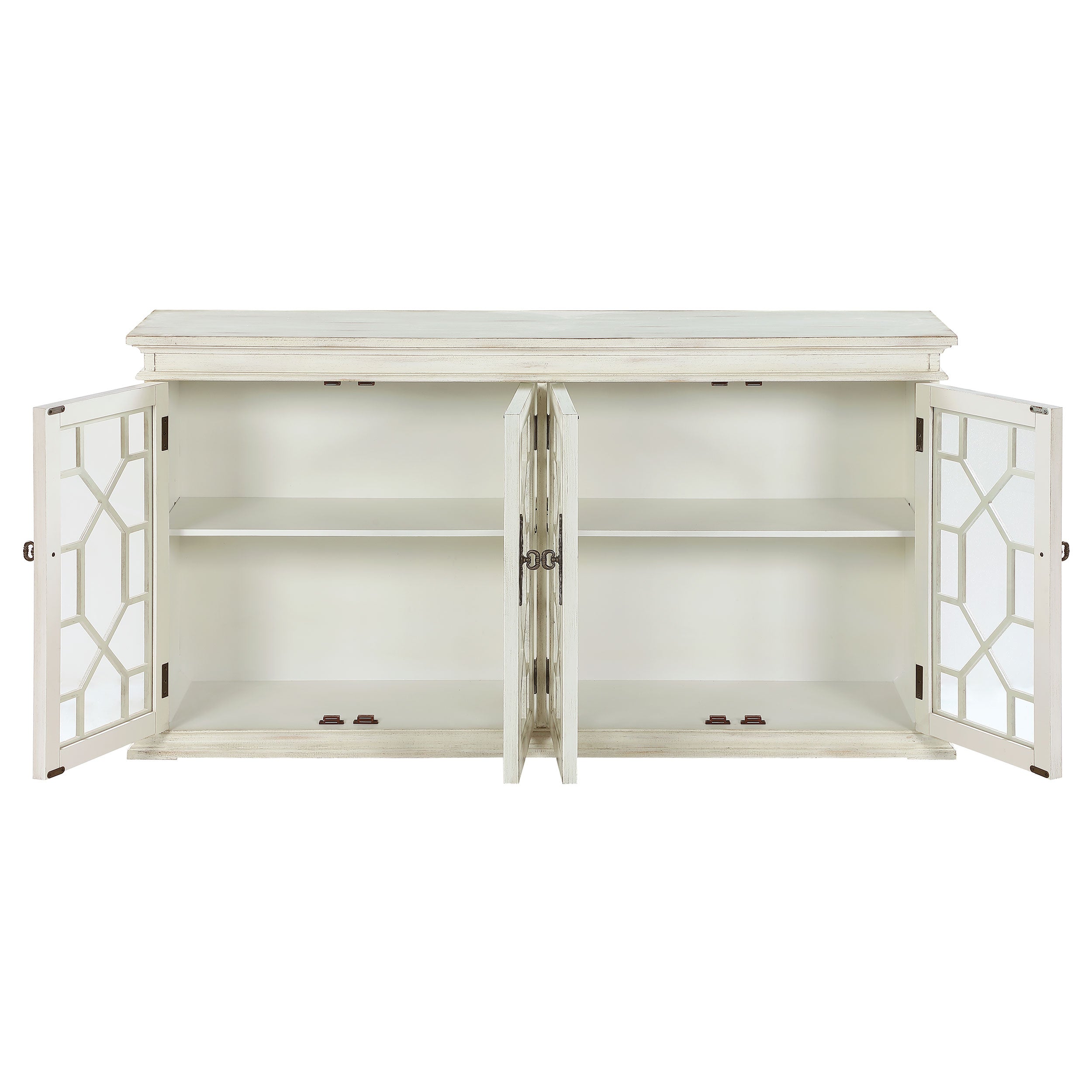 Kiara 4-door Wood Lattice Storage Accent Cabinet Light Honey