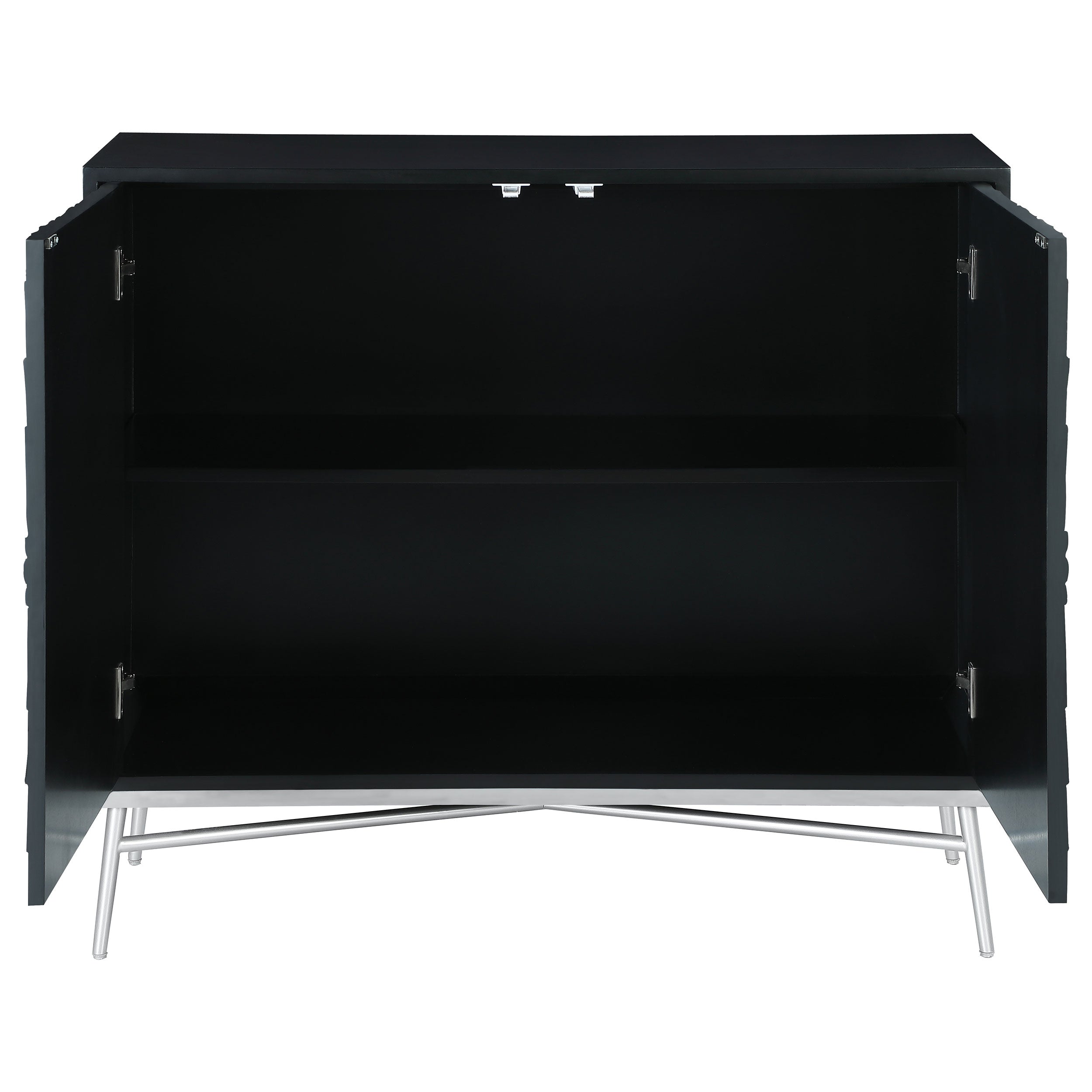 Josie 2-door Wood Sunburst Accent Cabinet Black and Silver