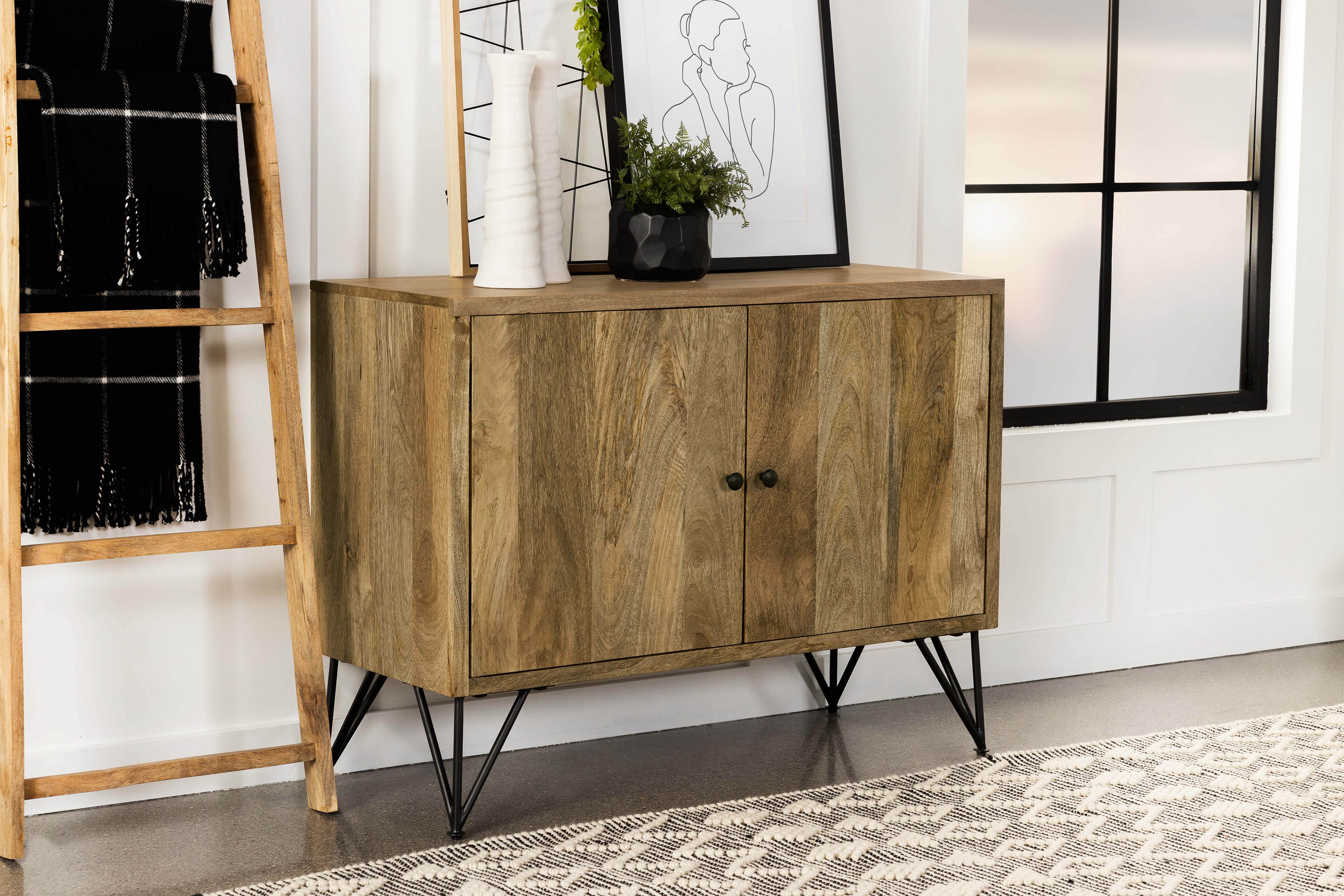 Eileen 2-door Wood Storage Accent Cabinet White Washed