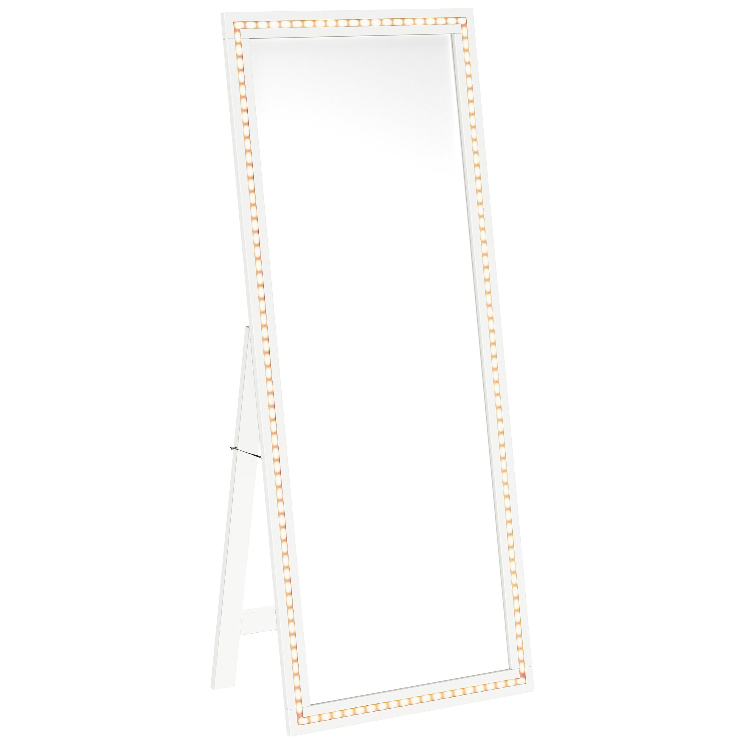 Windrose 28 x 67 Inch Tempered LED Standing Mirror Black