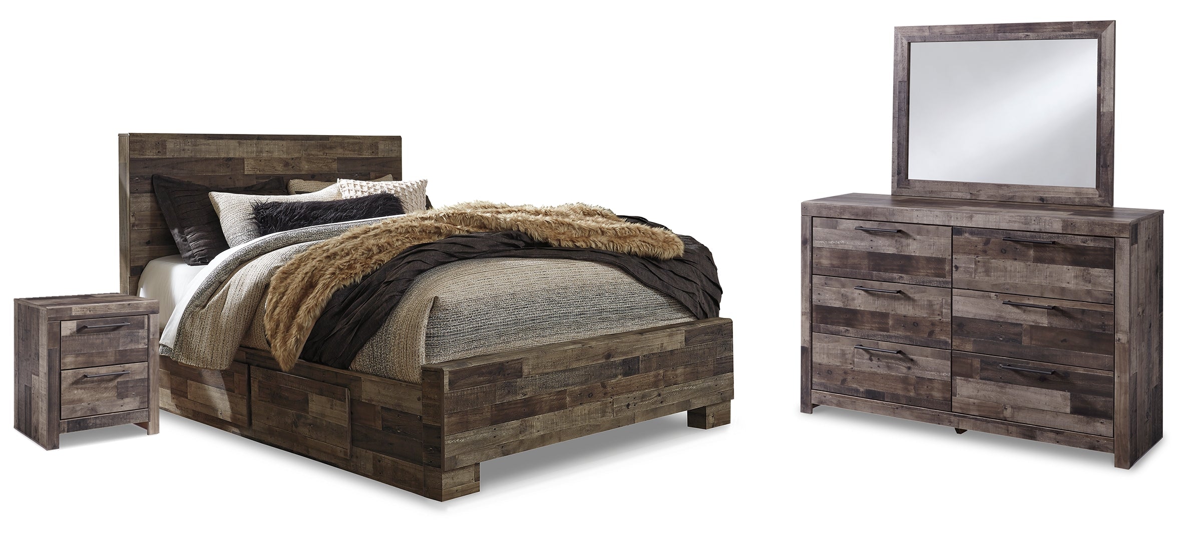Derekson Brown Panel Bedroom Set with Storage