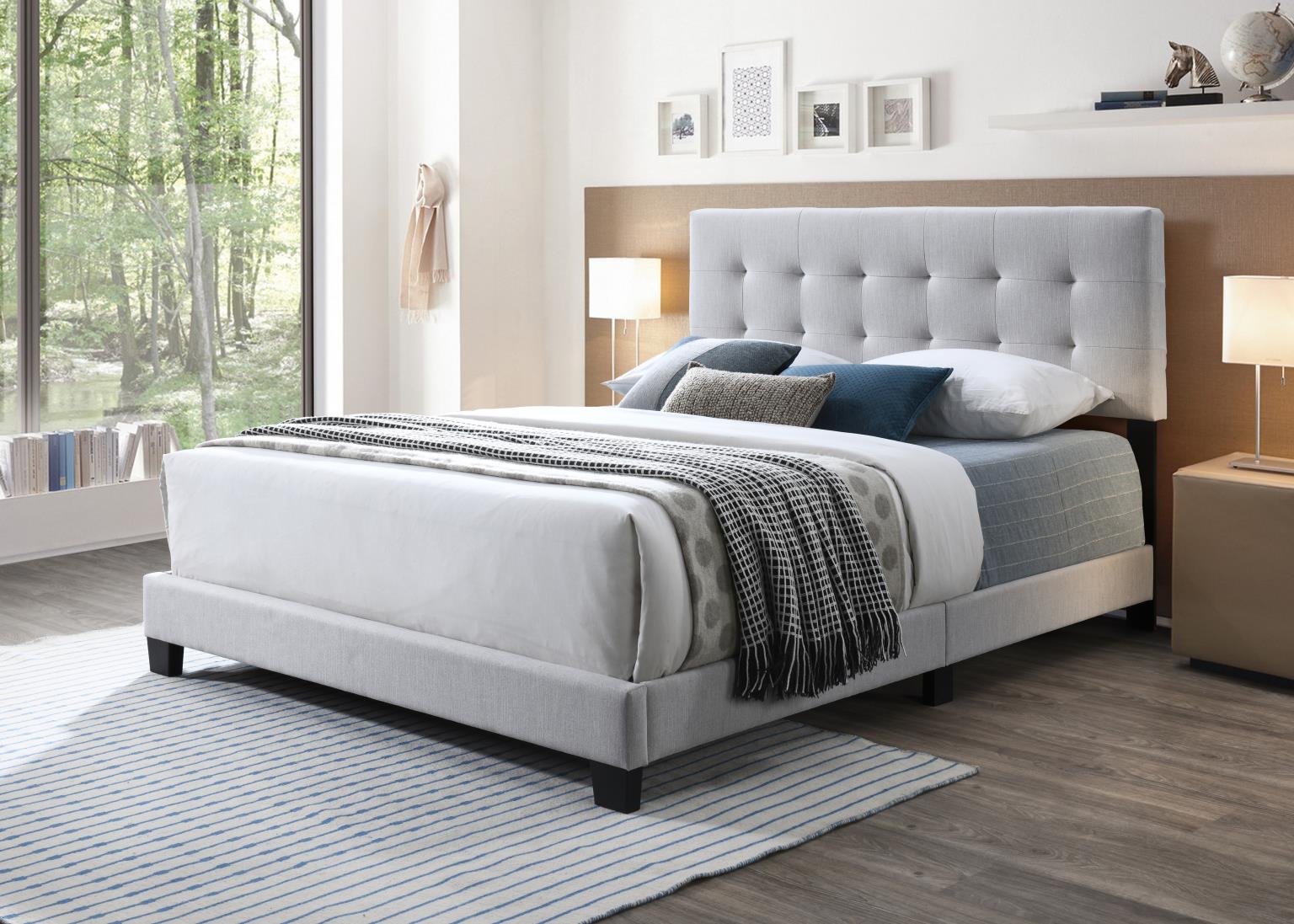 Zenobia Light Gray Linen Bedroom Collection