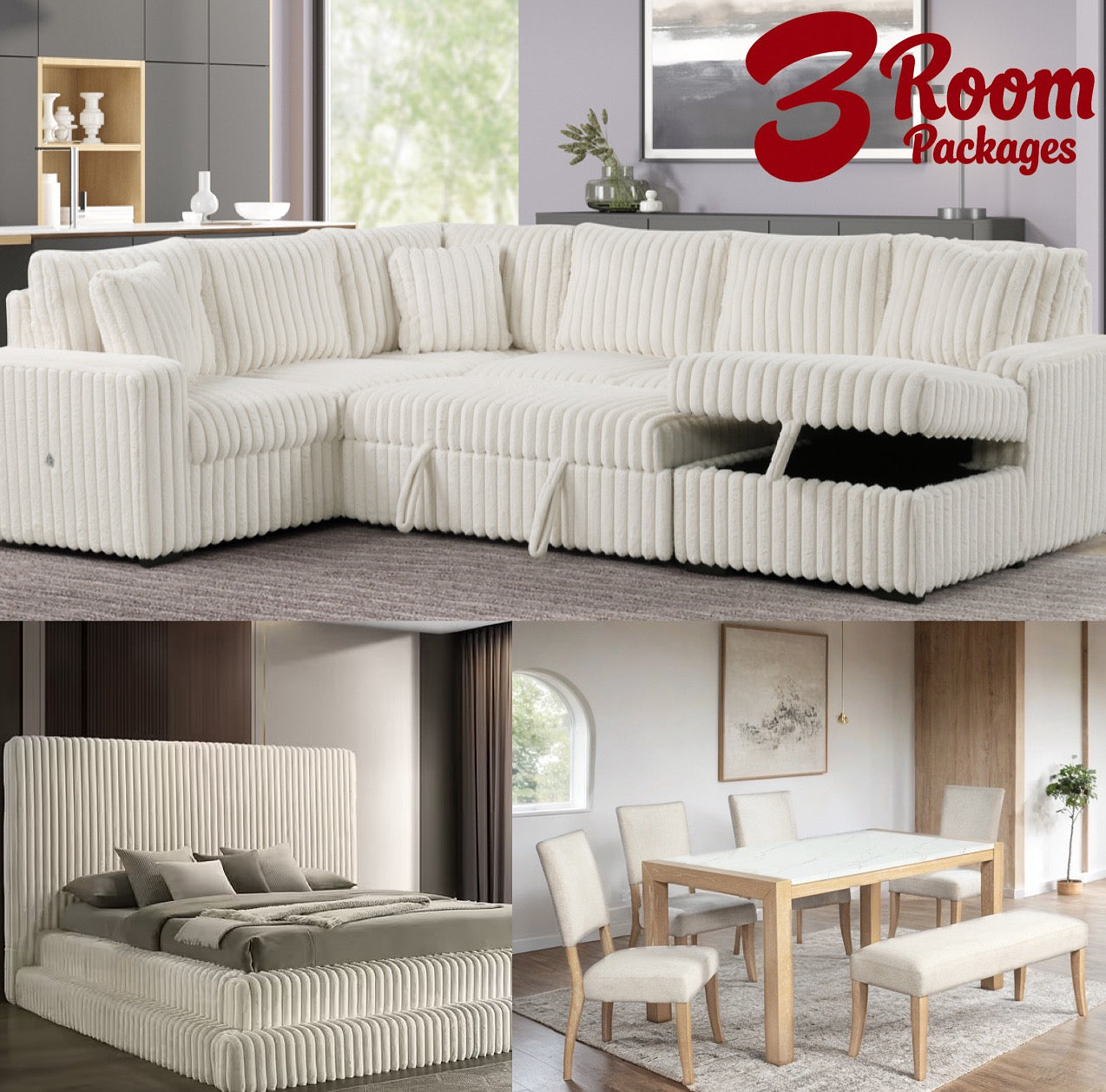 Celina 3-Room Package – Free Mattress or 50" Smart TV!