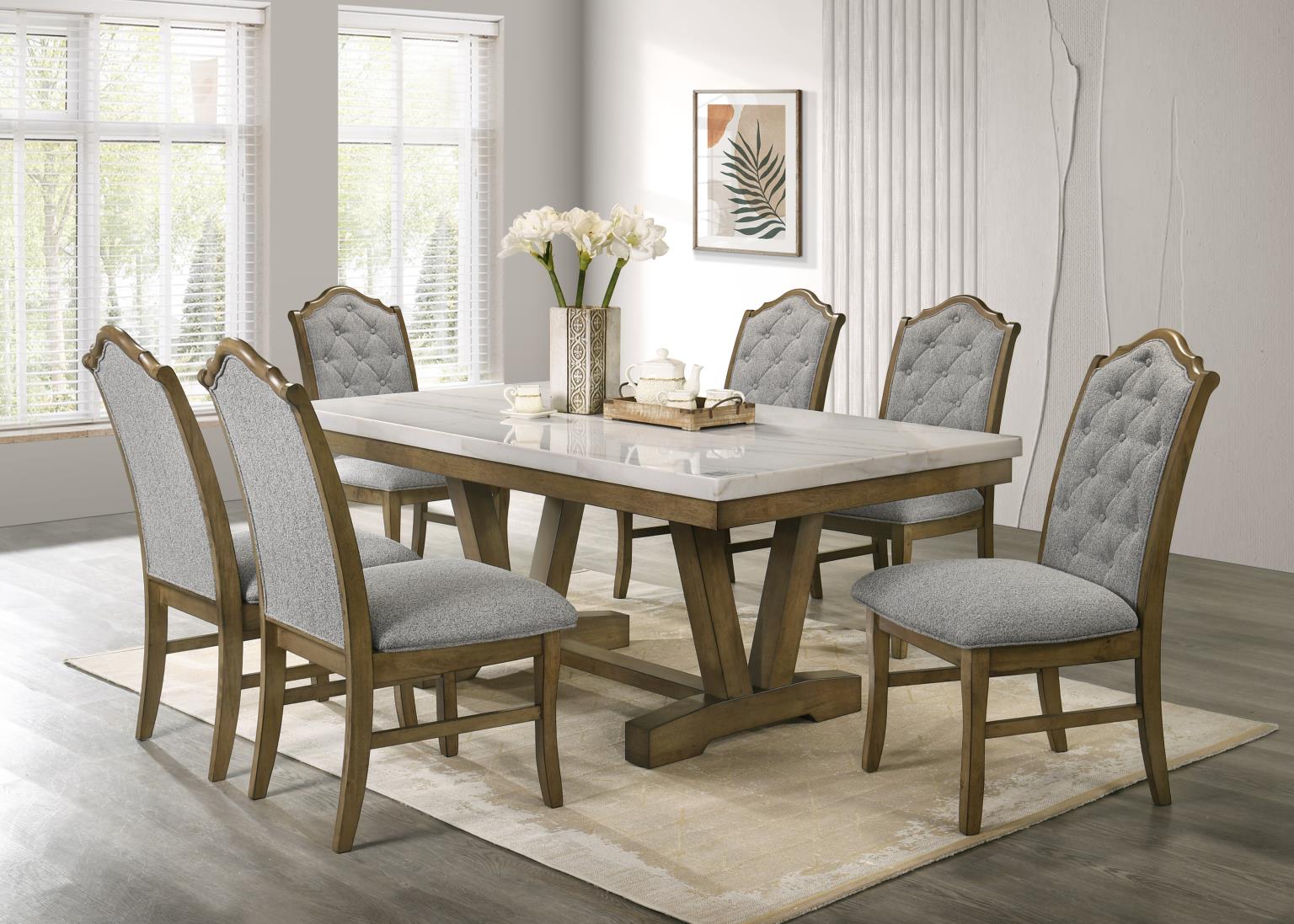 Lacy Dining Table & 4 Side Chairs