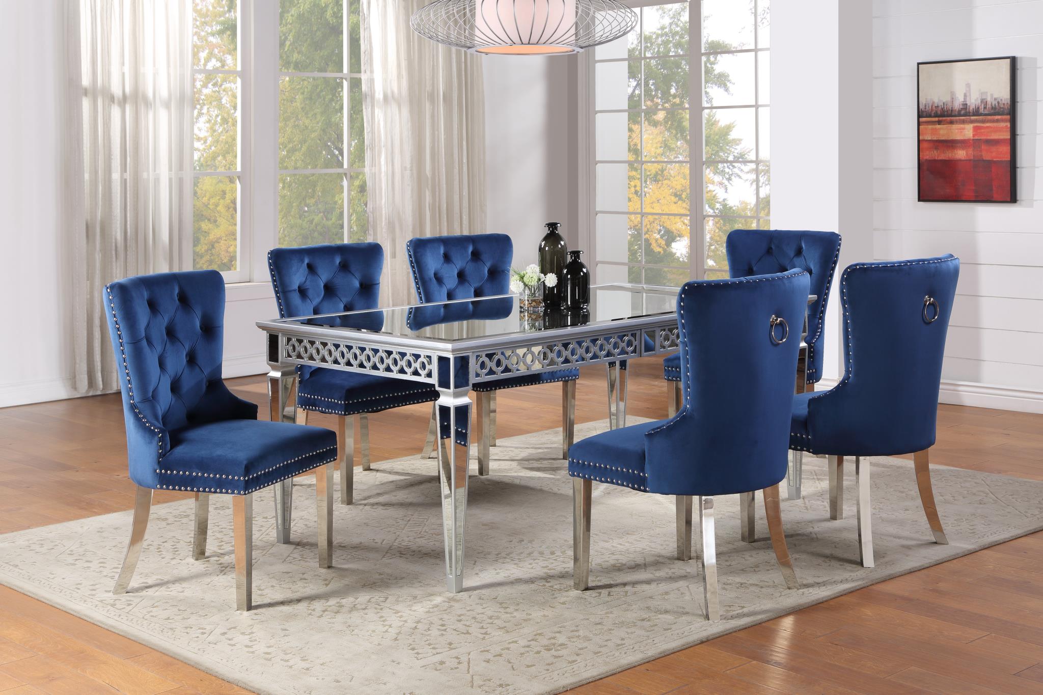 Victor Table & 4 Black Velvet Side Chairs