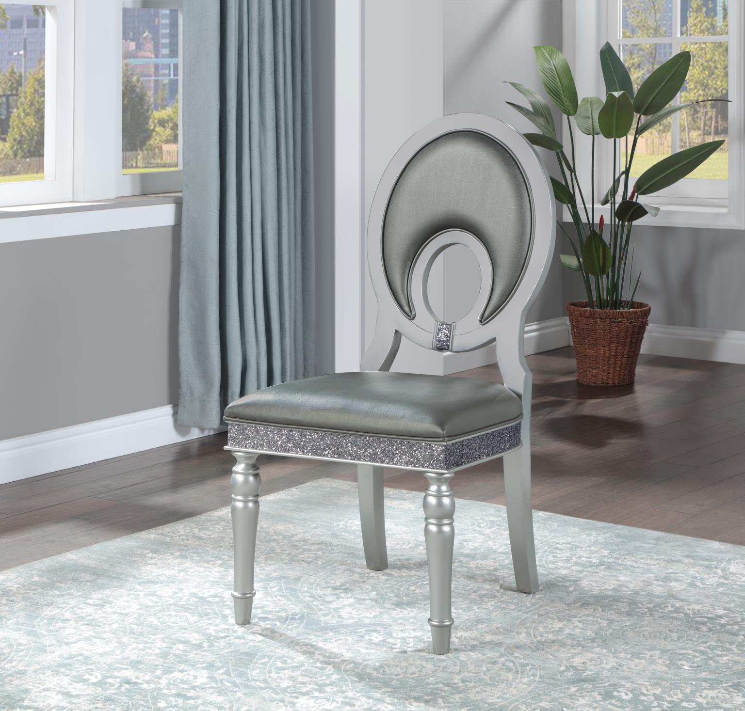 Christina Silver Shimmer Velvet Arm Chair (2/Box)