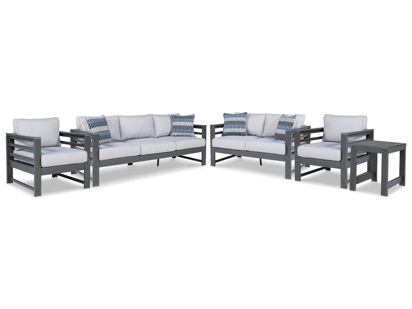 Sofa, Loveseat and 2 Lounge Chairs with Coffee Table and End Table