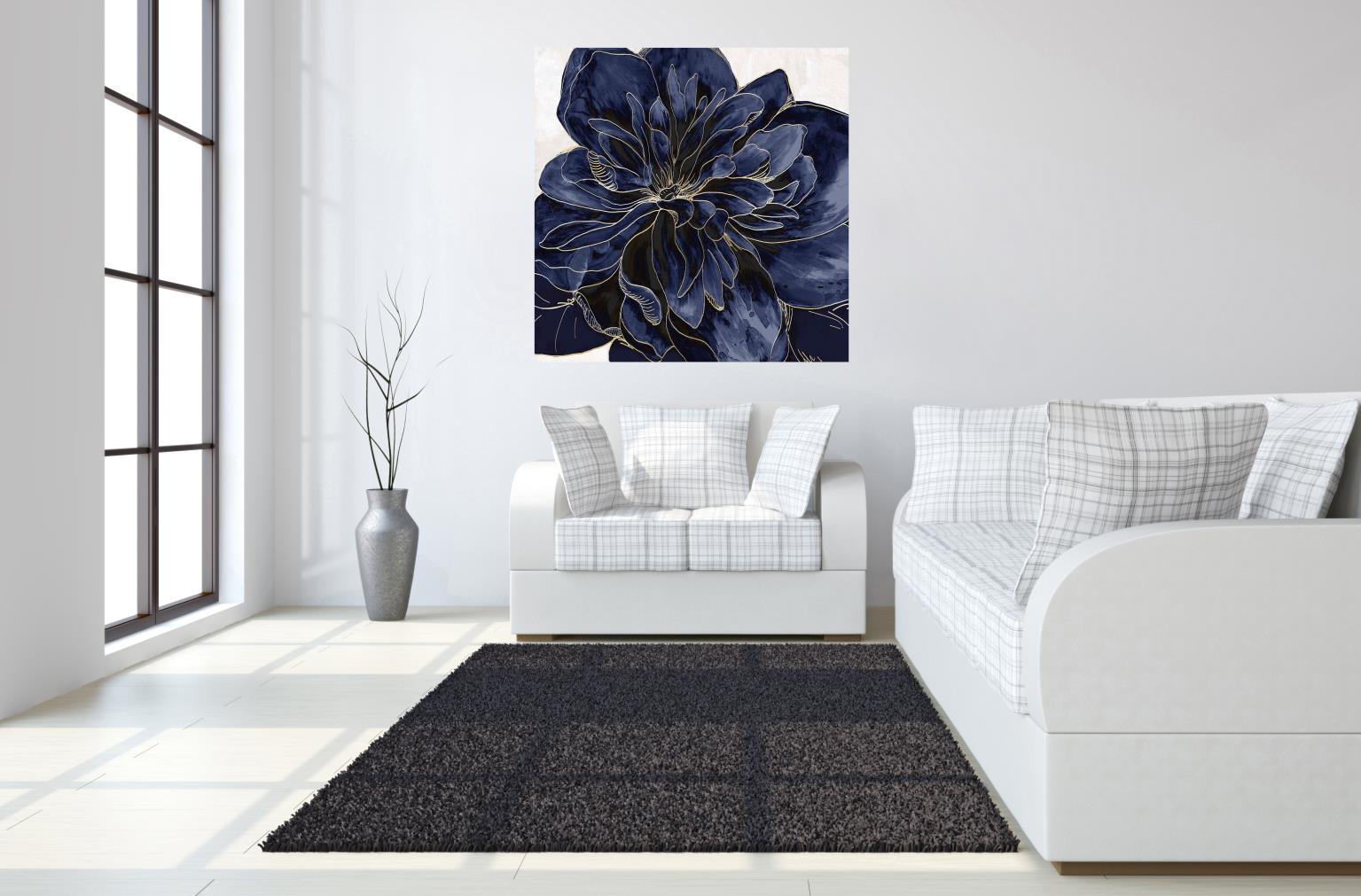 Temp Glass W/Foil - Blue Flower 2 Tempered Glass