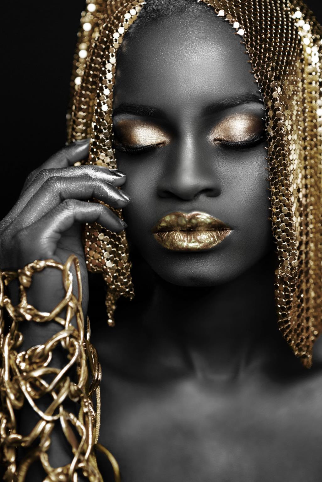 Temp Glass W/Foil - Woman Gold Hair Tempered Glass