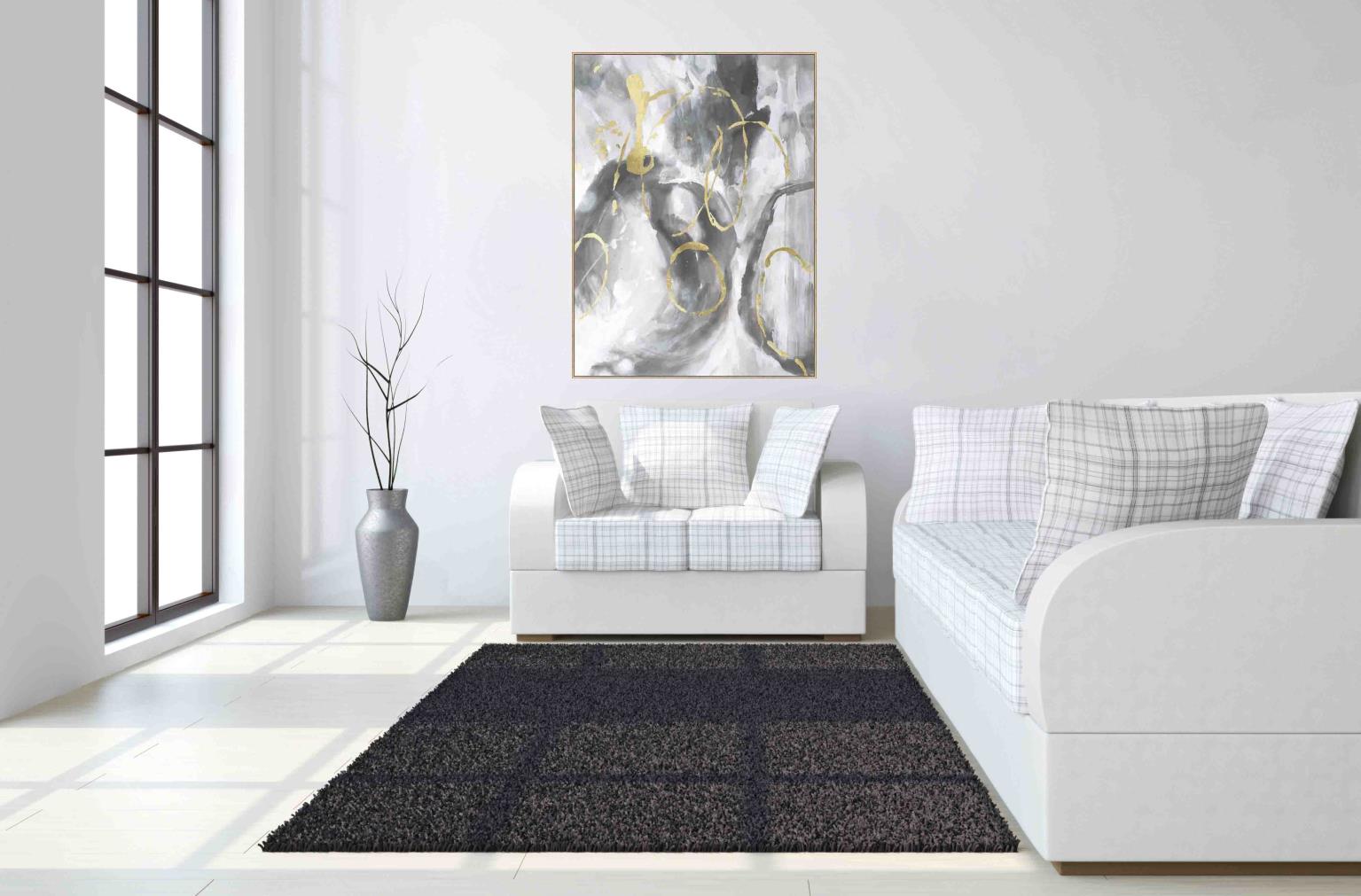 Temp Glass W/Foil - Grey/White/Gold Abstract 2 Tempered Glass