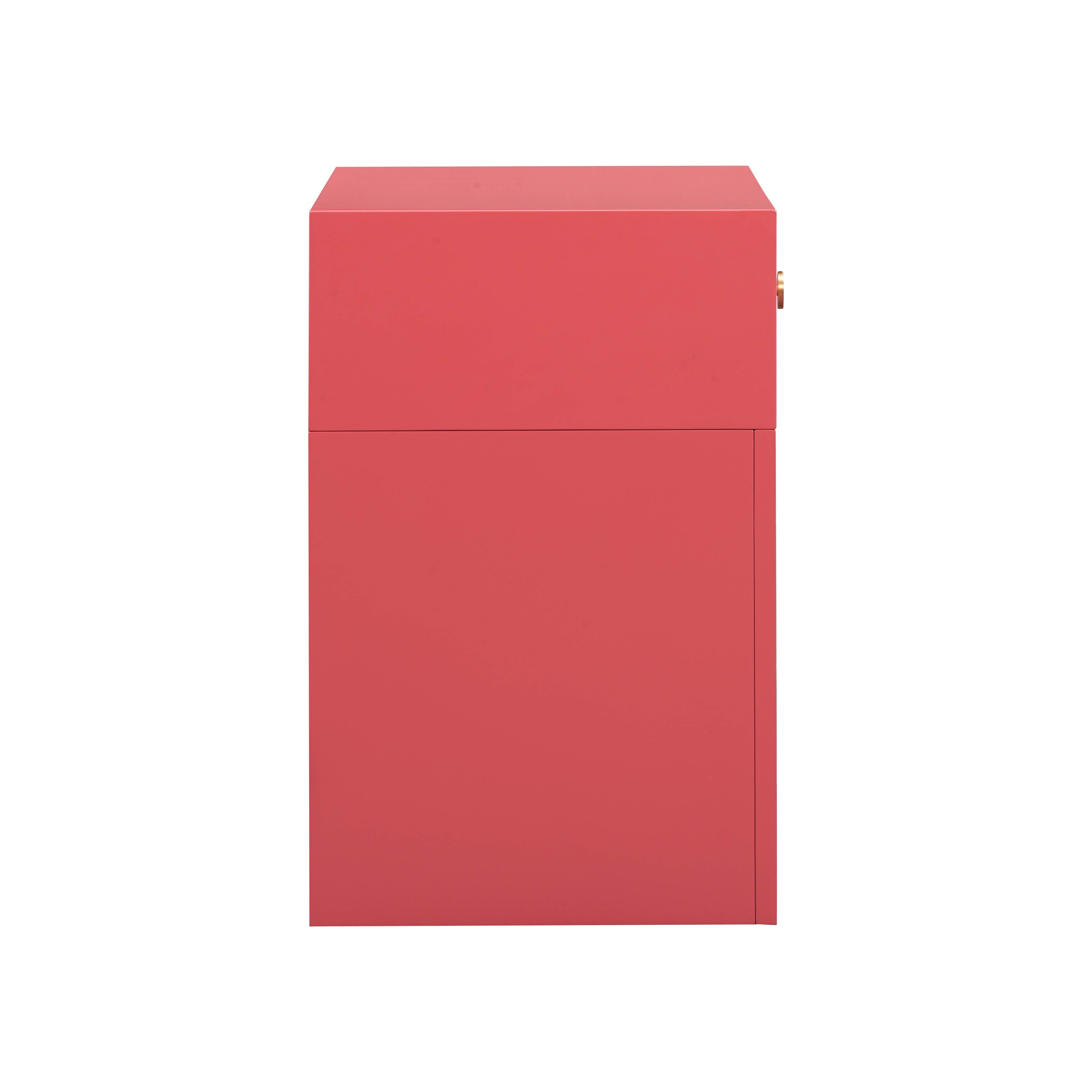Suzie Coral Pink & Rattan Nightstand - UK