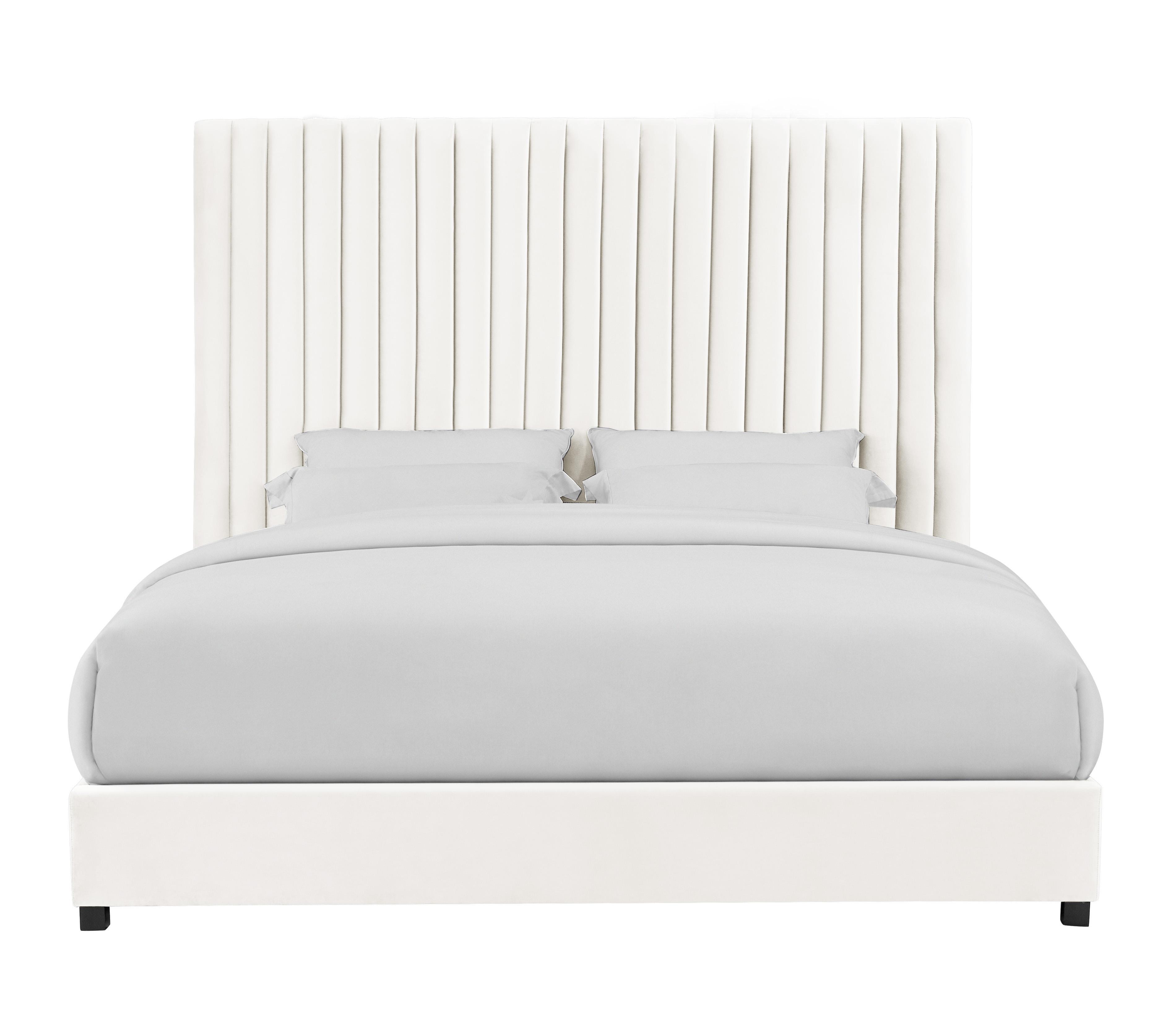 Arabelle White Velvet Bed in Queen