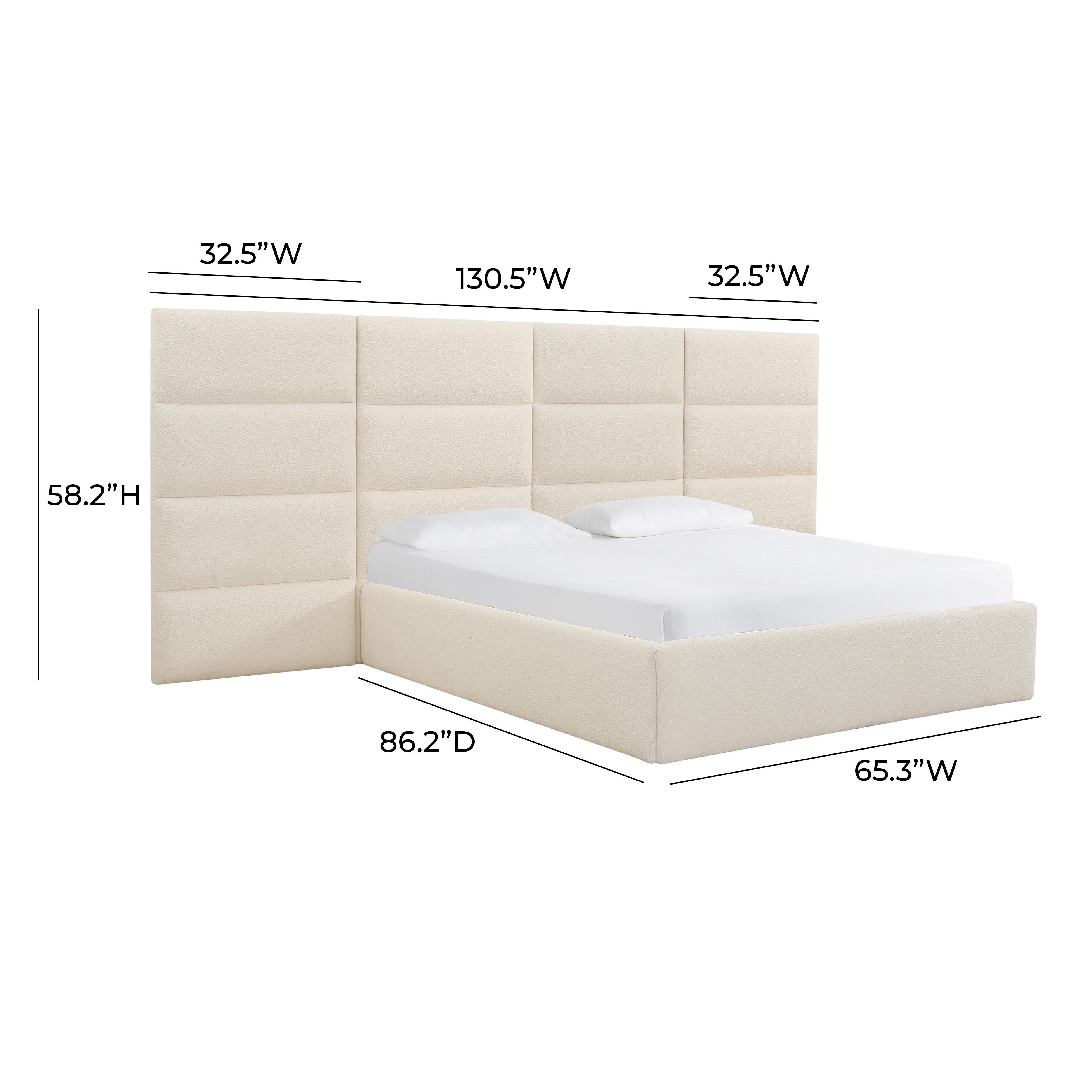 Eliana Cream Boucle Queen Bed with Wings
