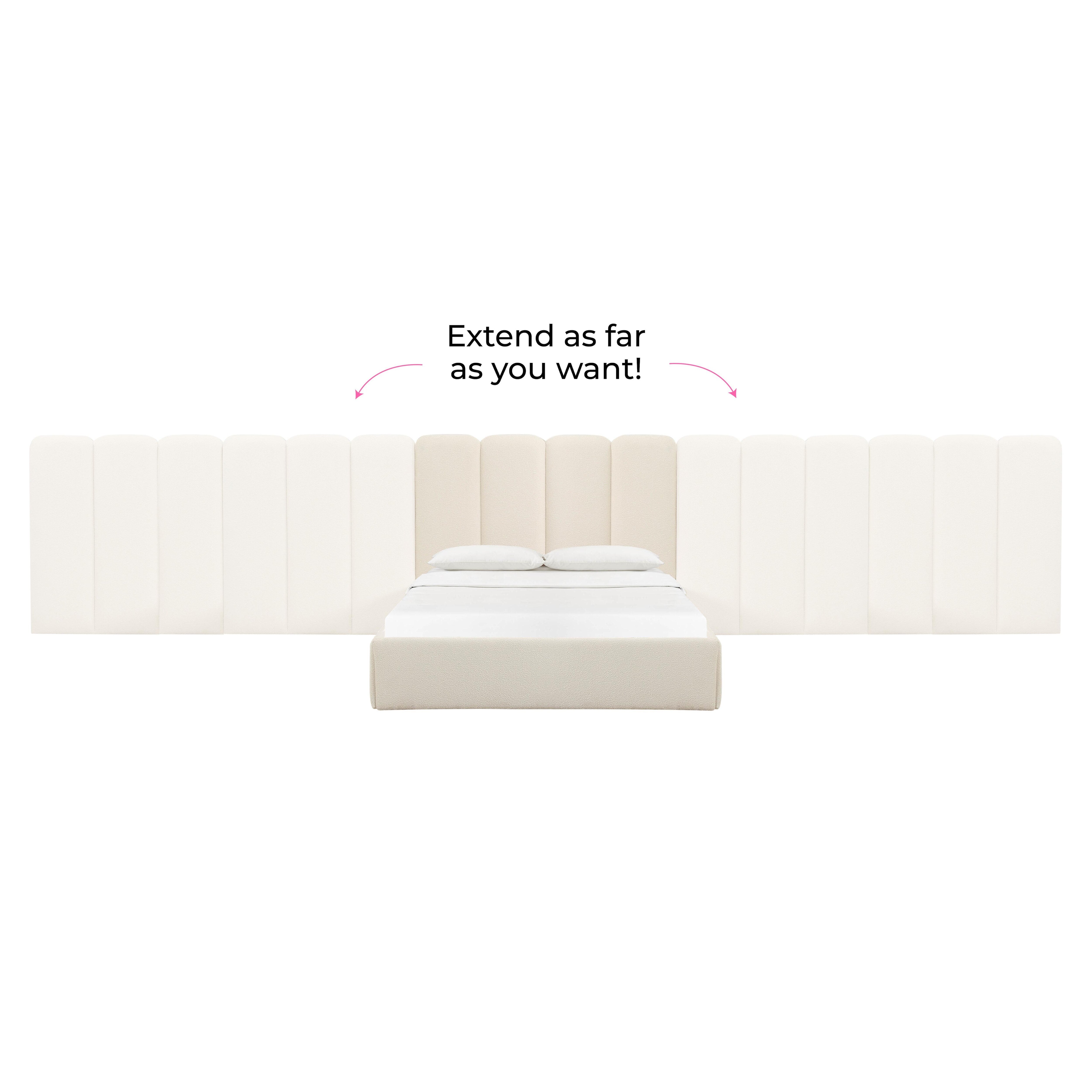 Palani Cream Boucle Queen Bed with Wings