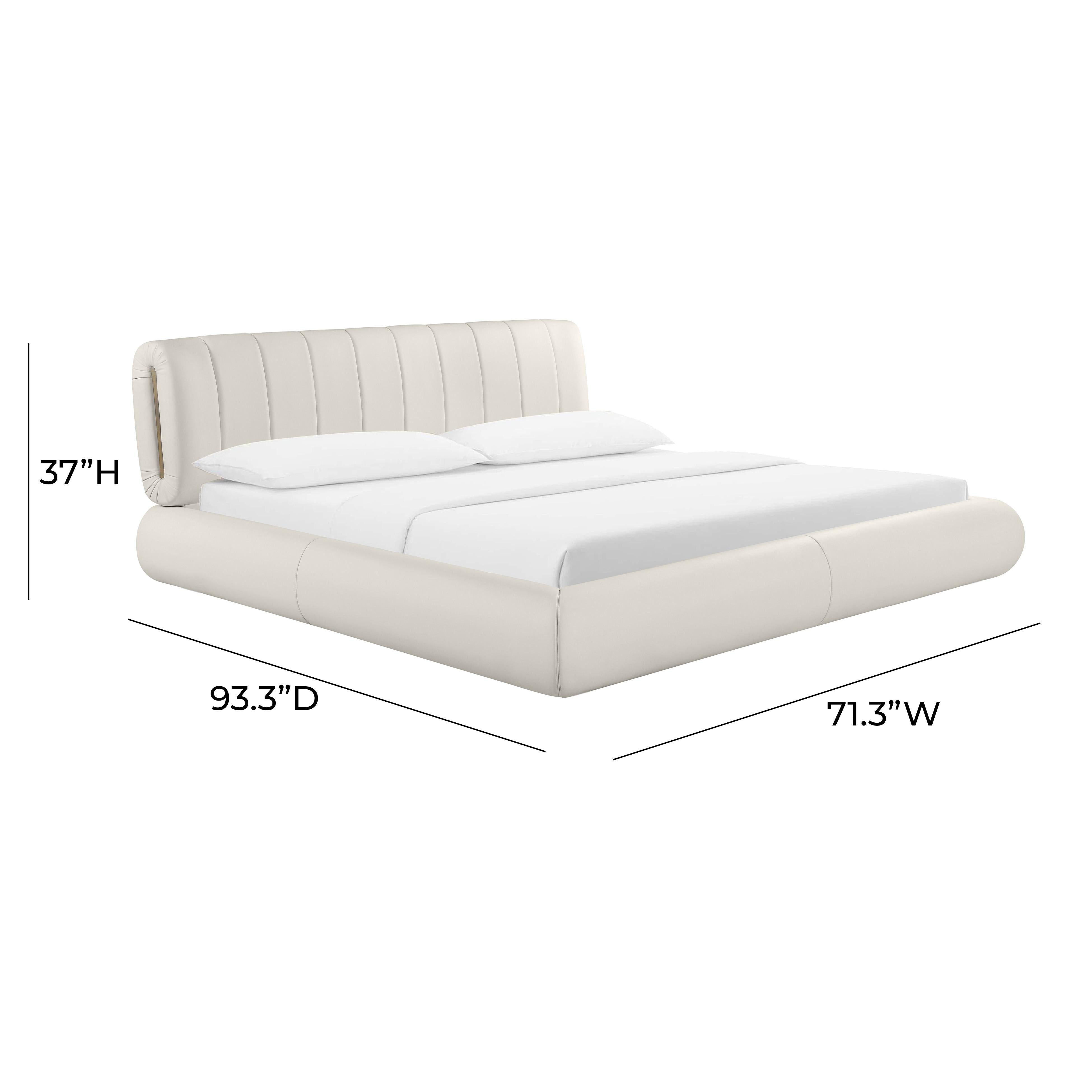 Karol Cream Vegan Leather Queen Bed