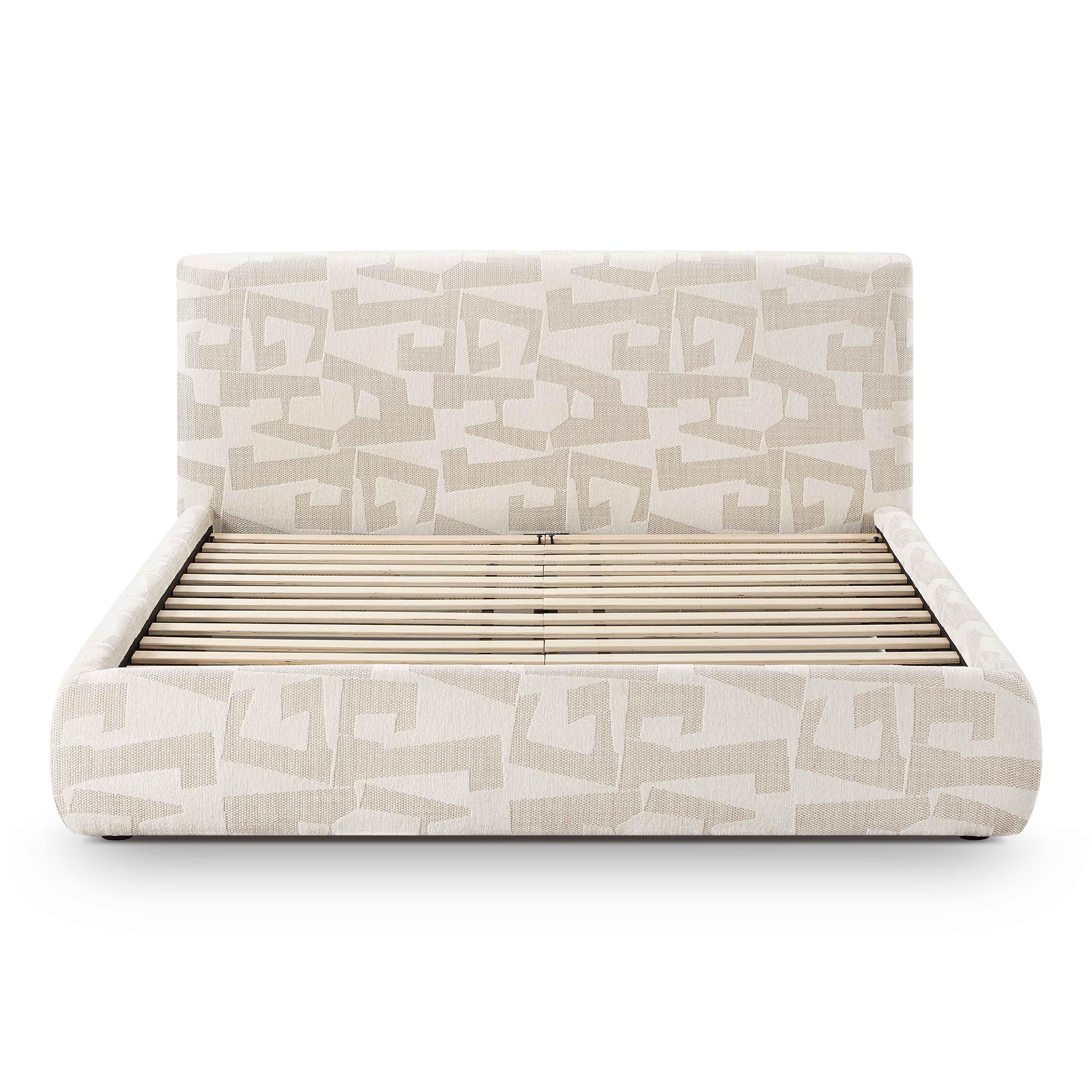 Isla Cream Jacquard Pattern Queen Bed