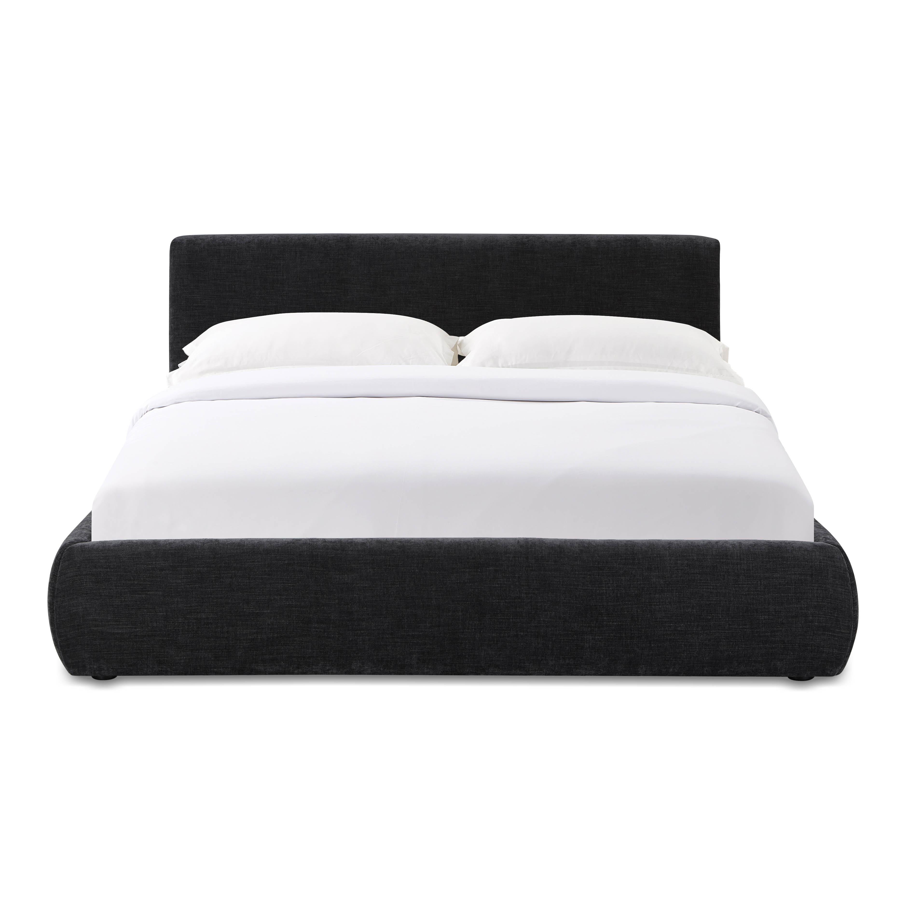 Isla Black Textured Velvet Queen Bed