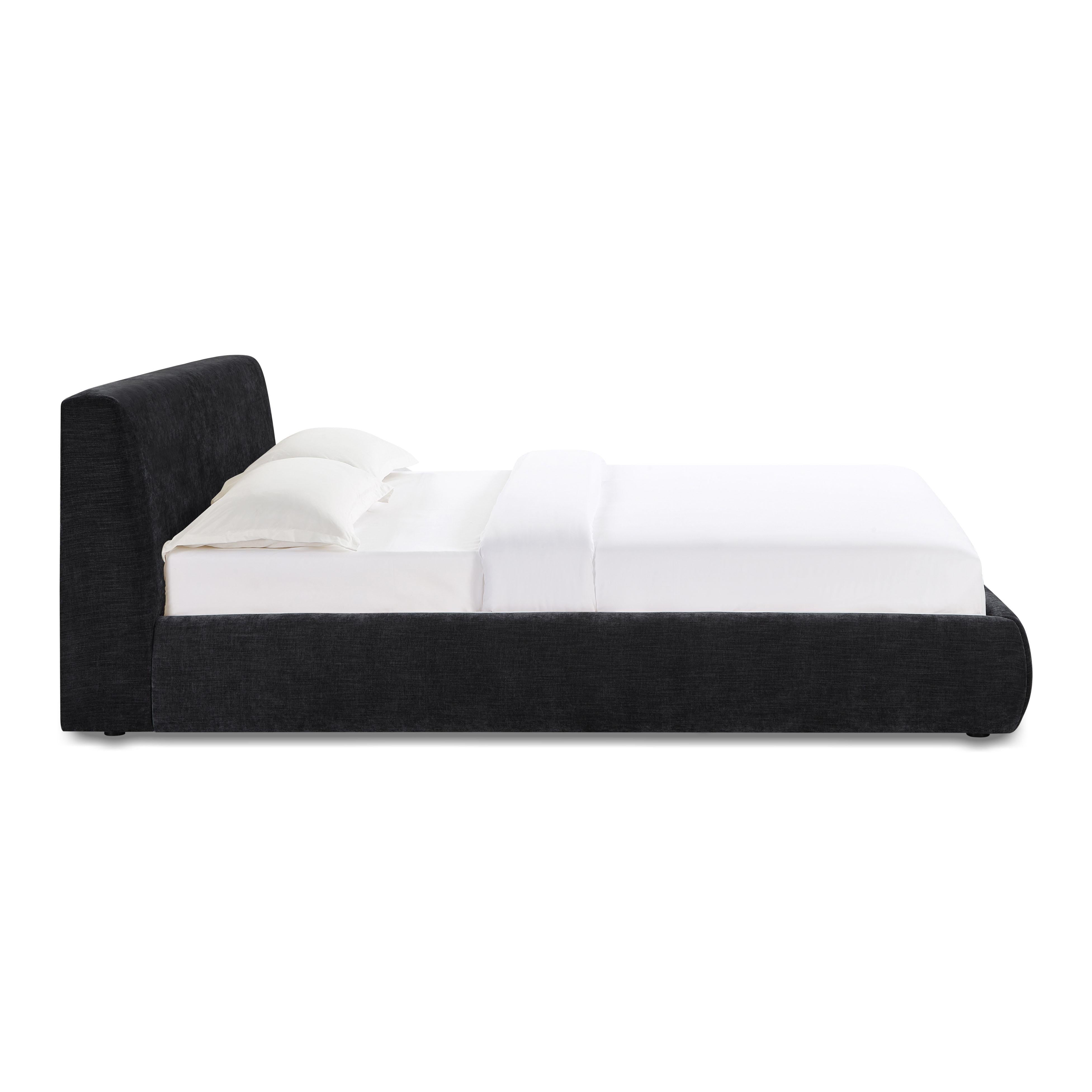 Isla Black Textured Velvet Queen Bed
