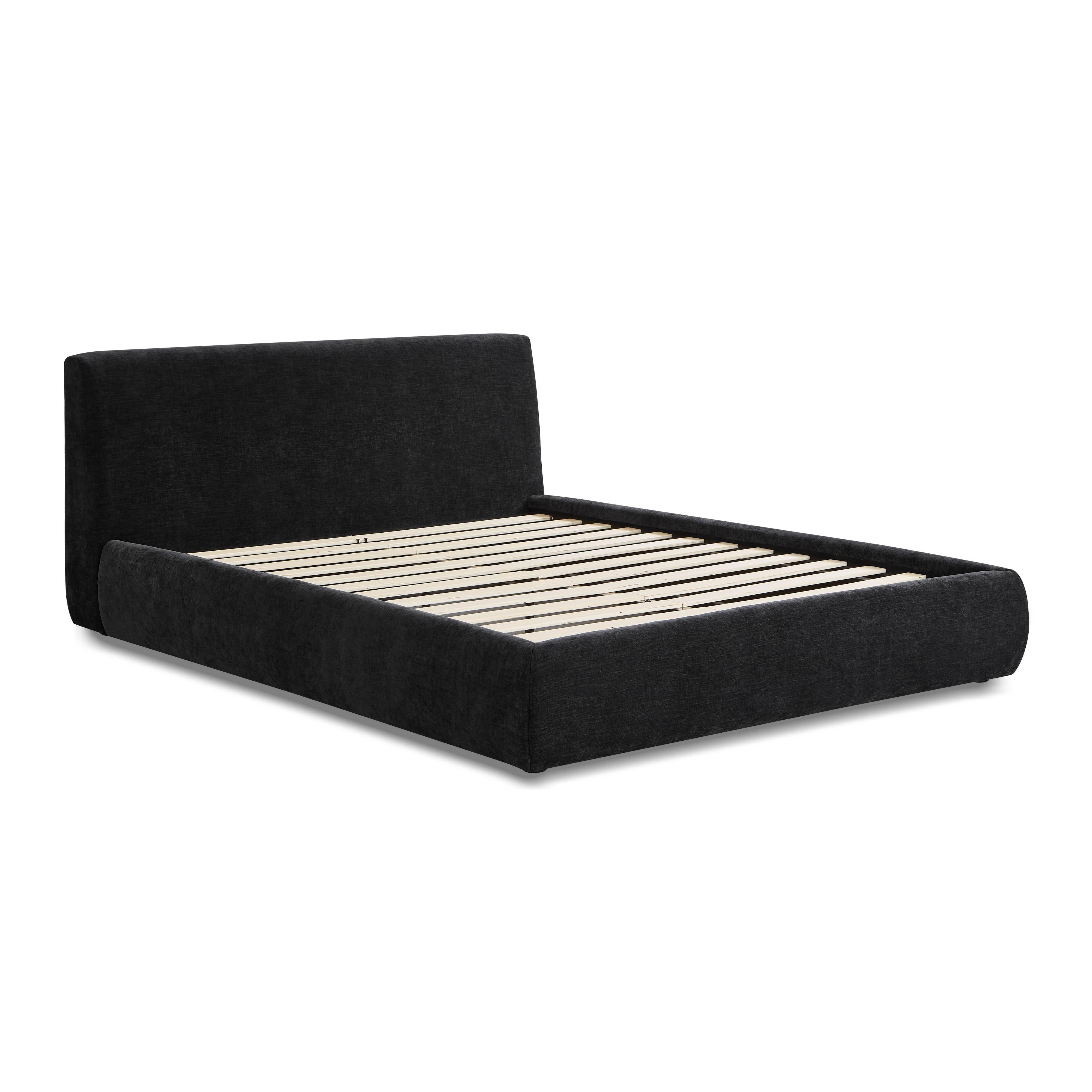 Isla Black Textured Velvet Queen Bed