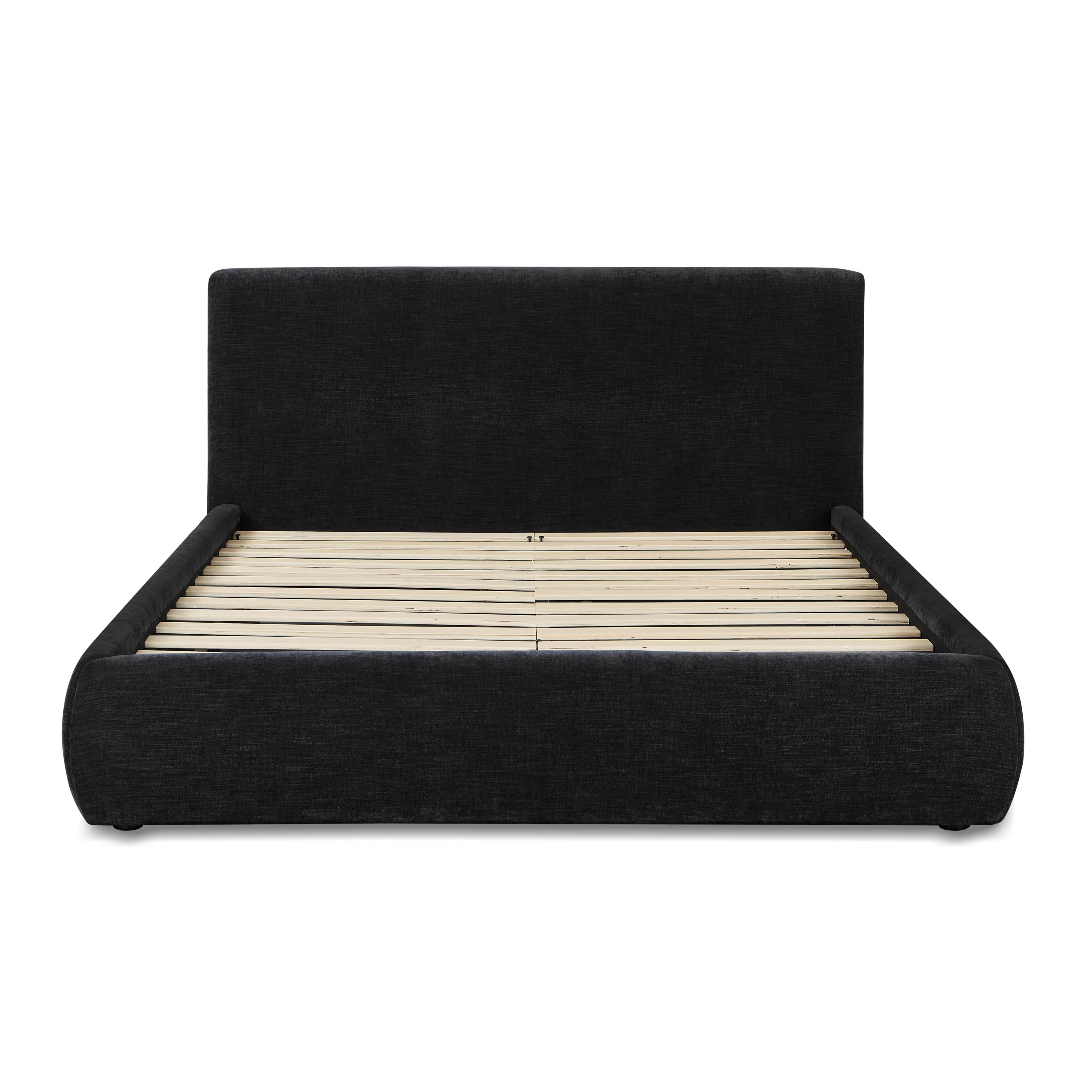 Isla Black Textured Velvet Queen Bed