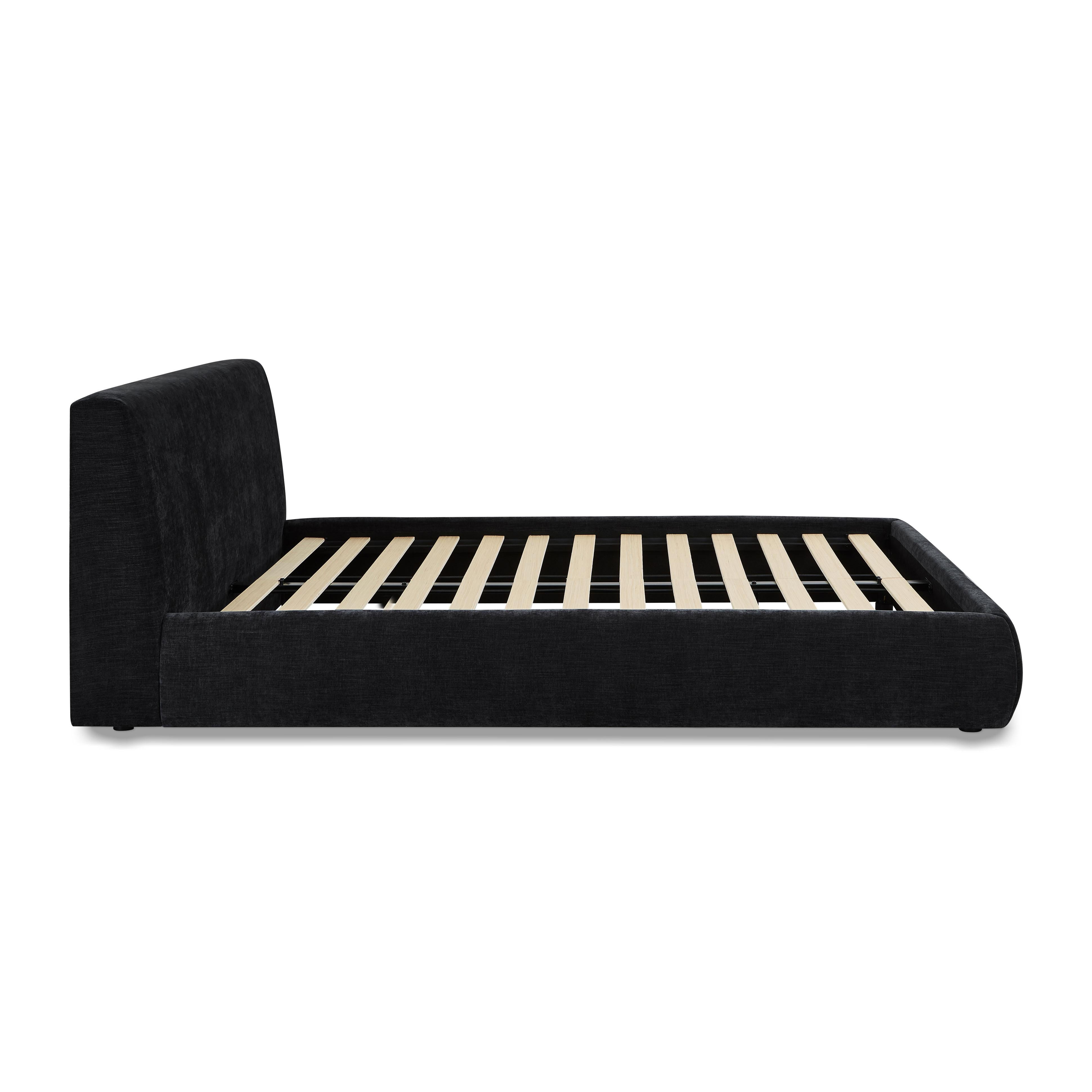 Isla Black Textured Velvet Queen Bed