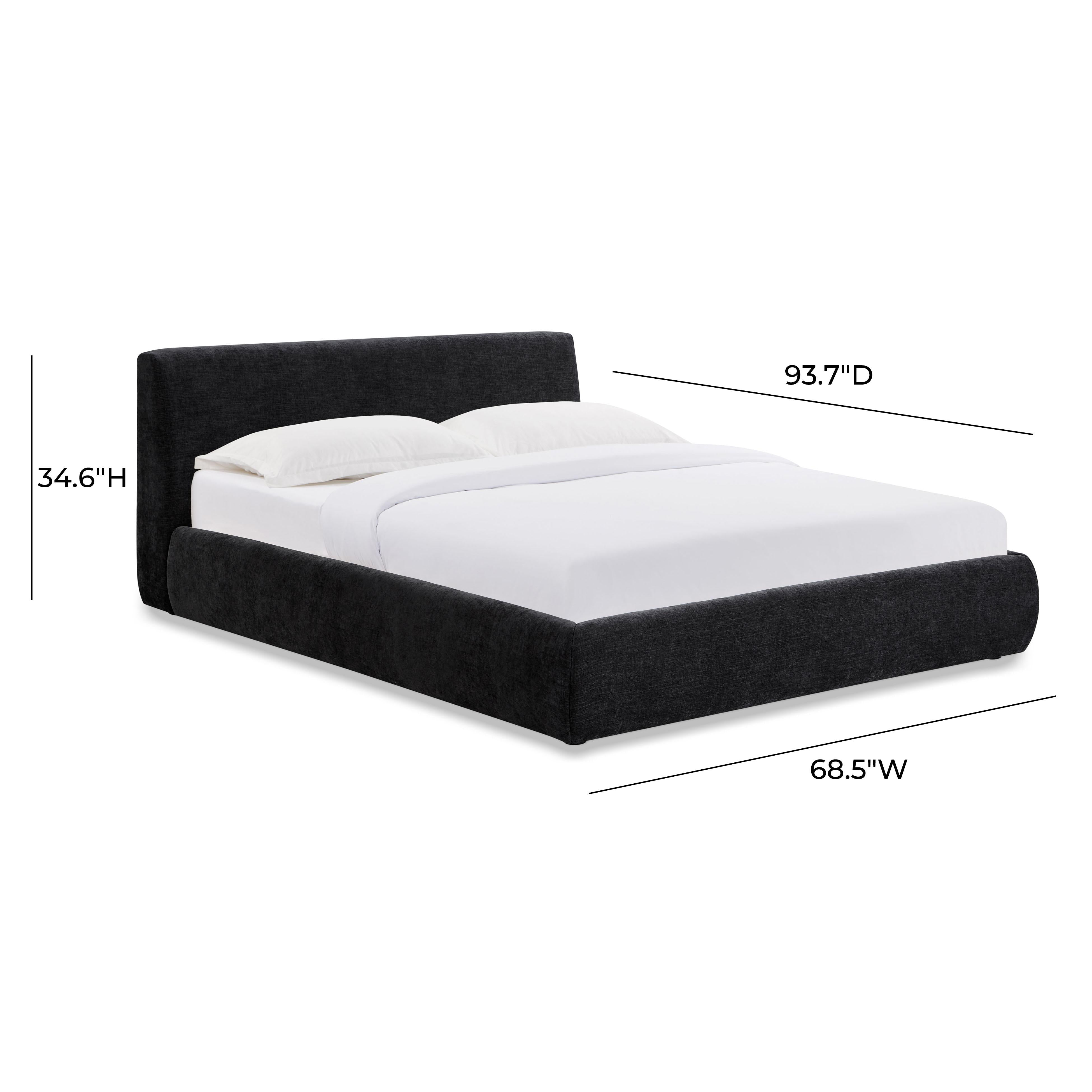 Isla Black Textured Velvet Queen Bed