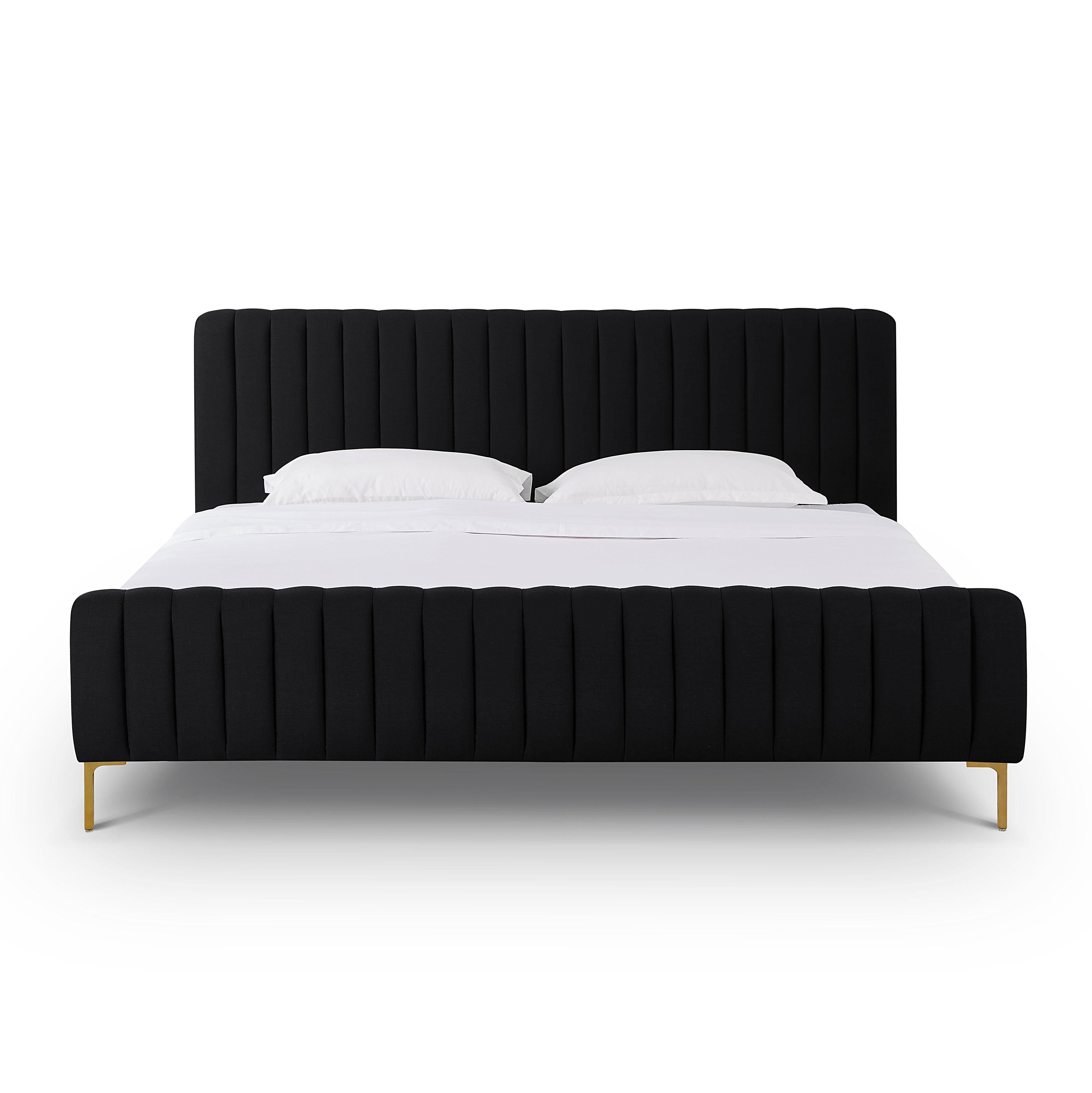 Angela Black Upcycled Linen King Bed