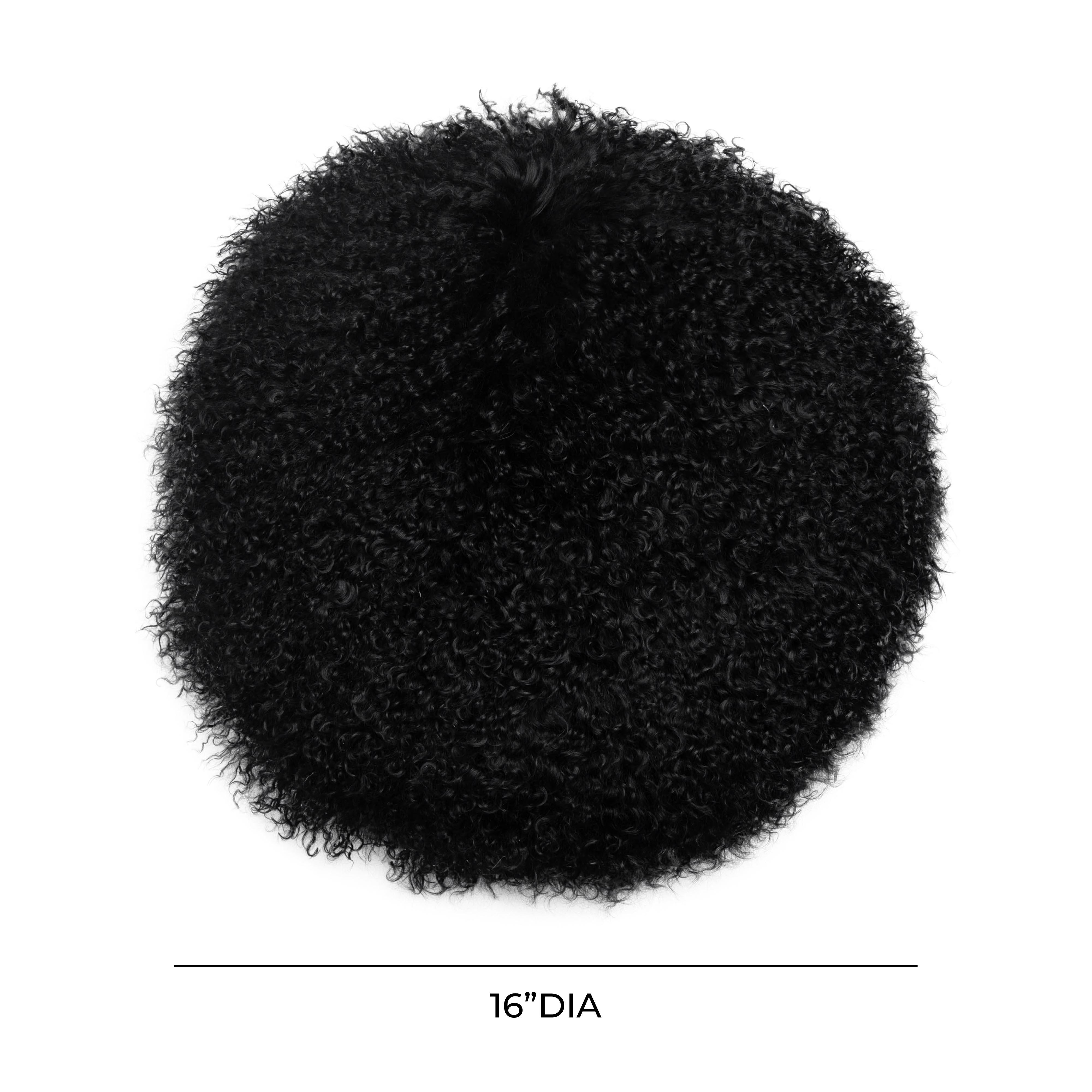 New Zealand Black Sheepskin 16 Inch Round Pillow
