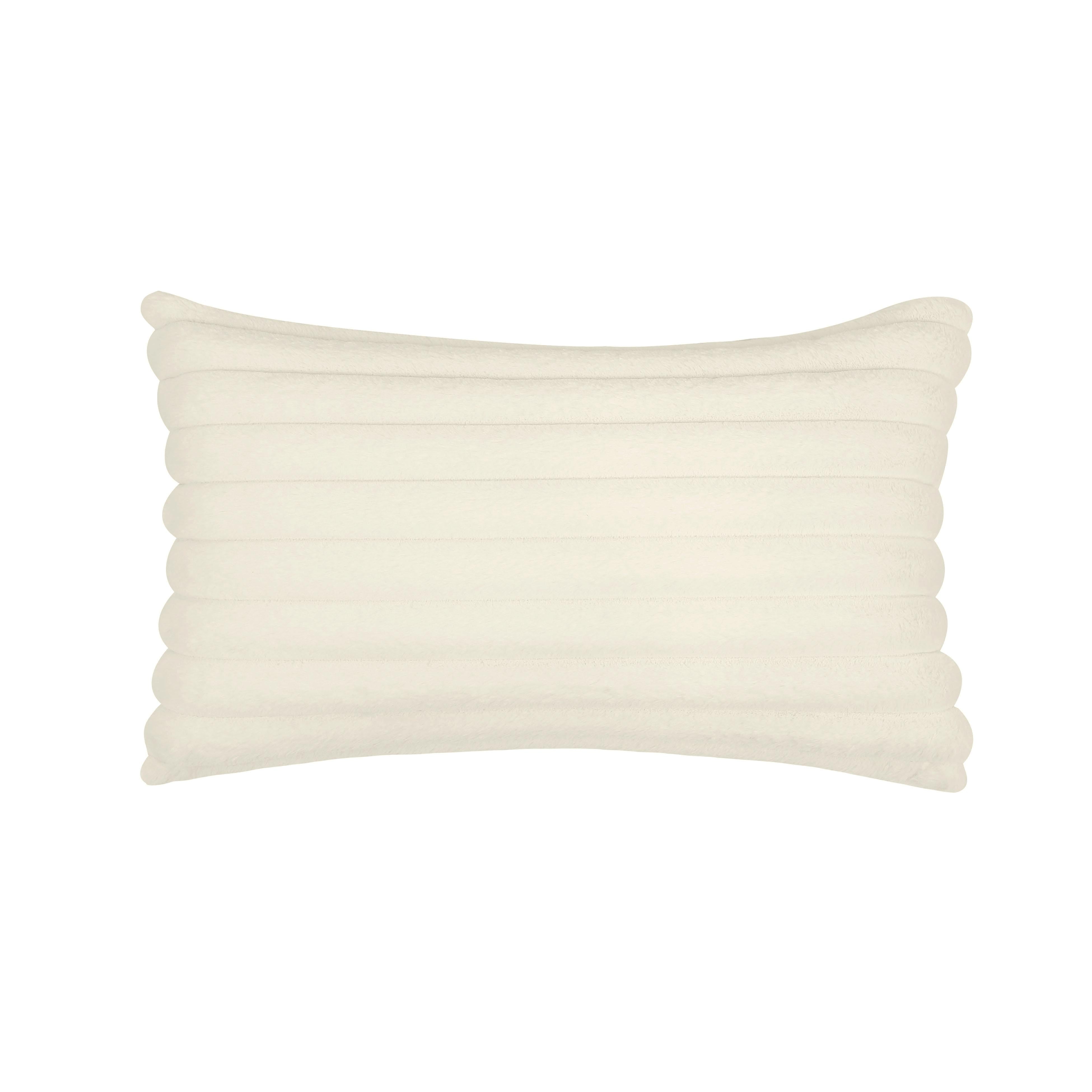 Furry Cream Vegan Fur Rectangular Accent Pillow