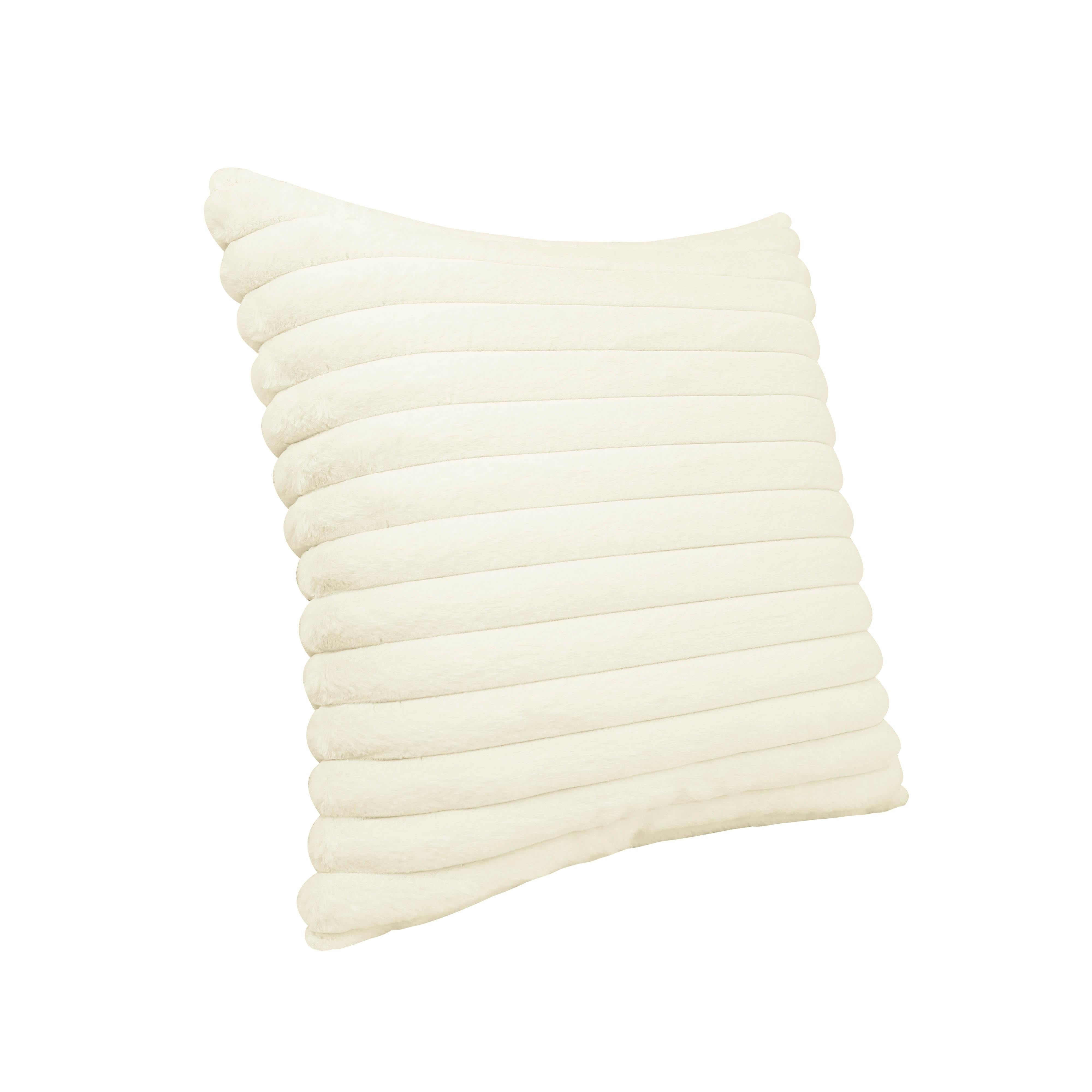 Furry Cream Vegan Fur Square Accent Pillow