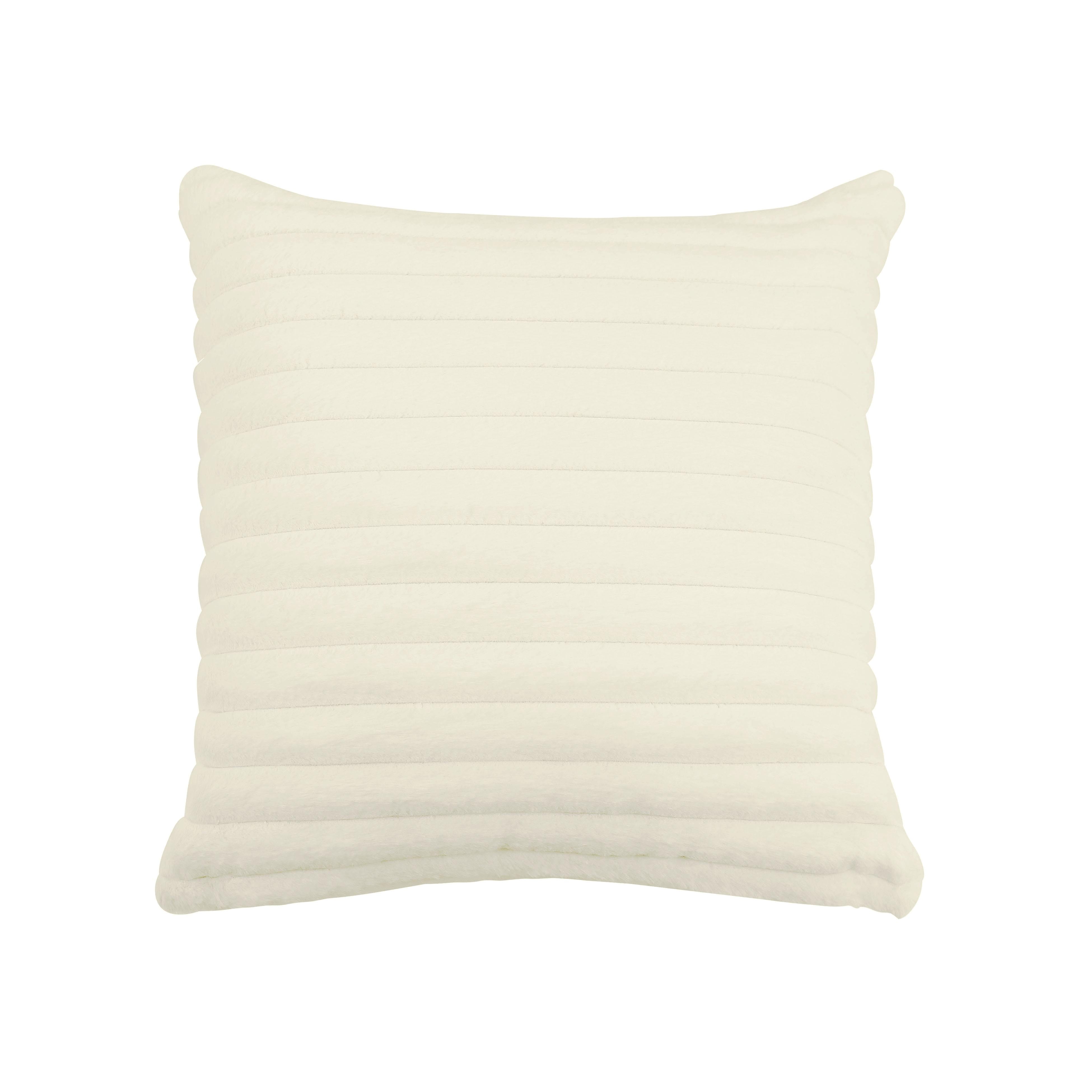 Furry Cream Vegan Fur Square Accent Pillow