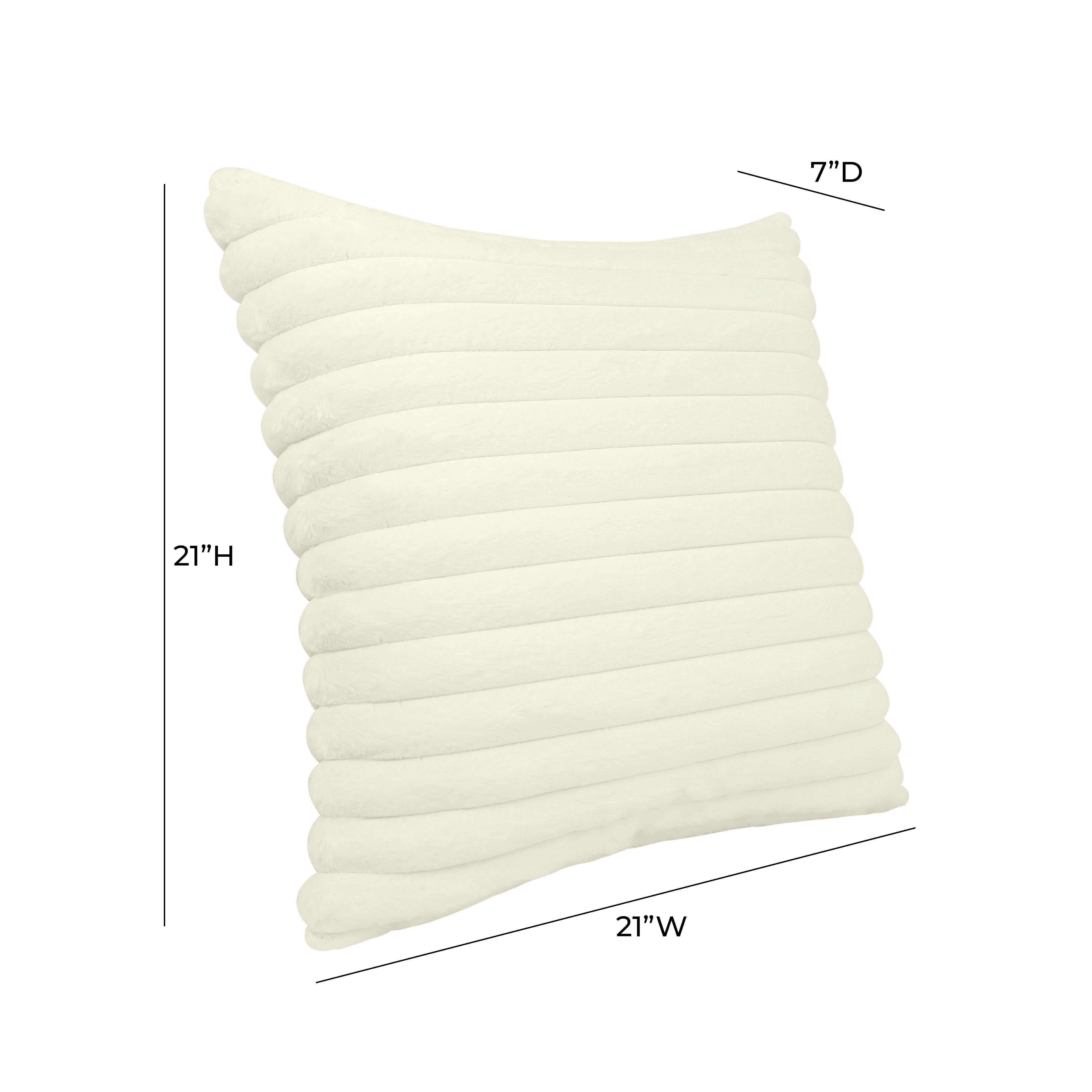 Furry Cream Vegan Fur Square Accent Pillow