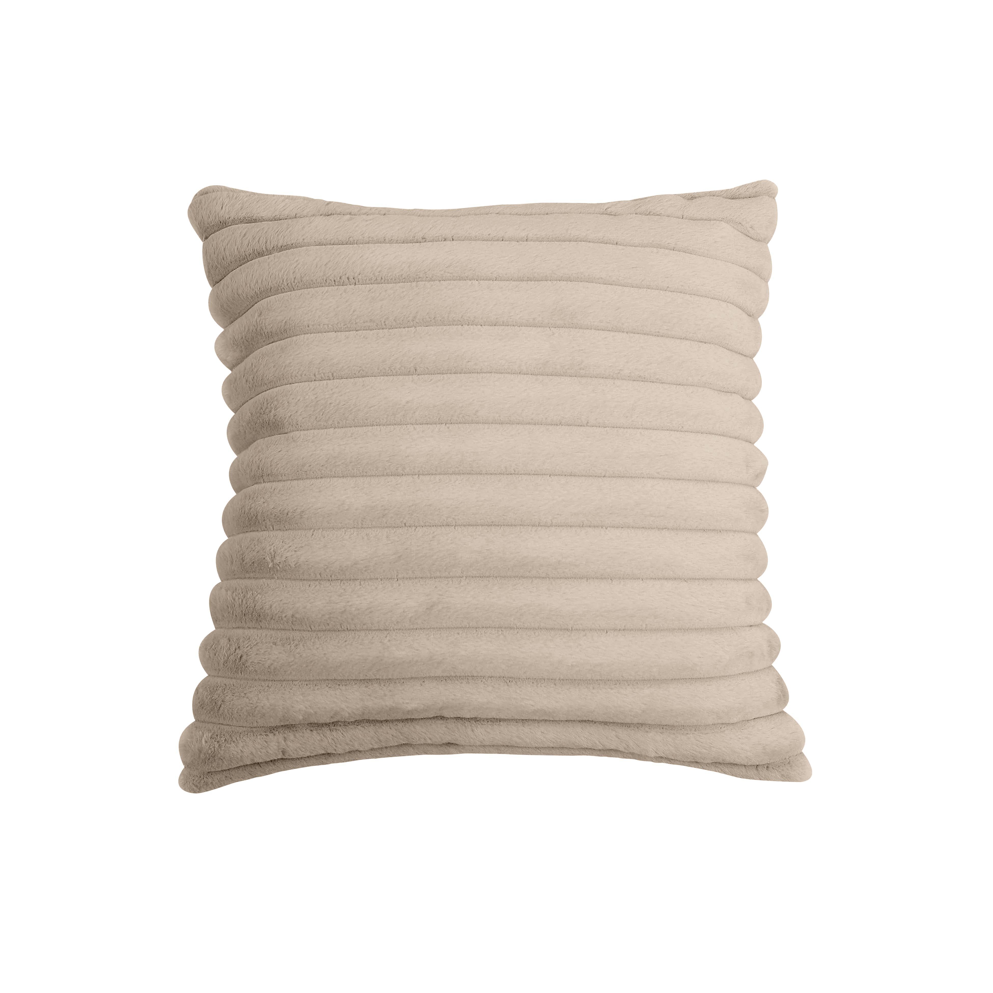 Furry Taupe Vegan Fur Square Accent Pillow