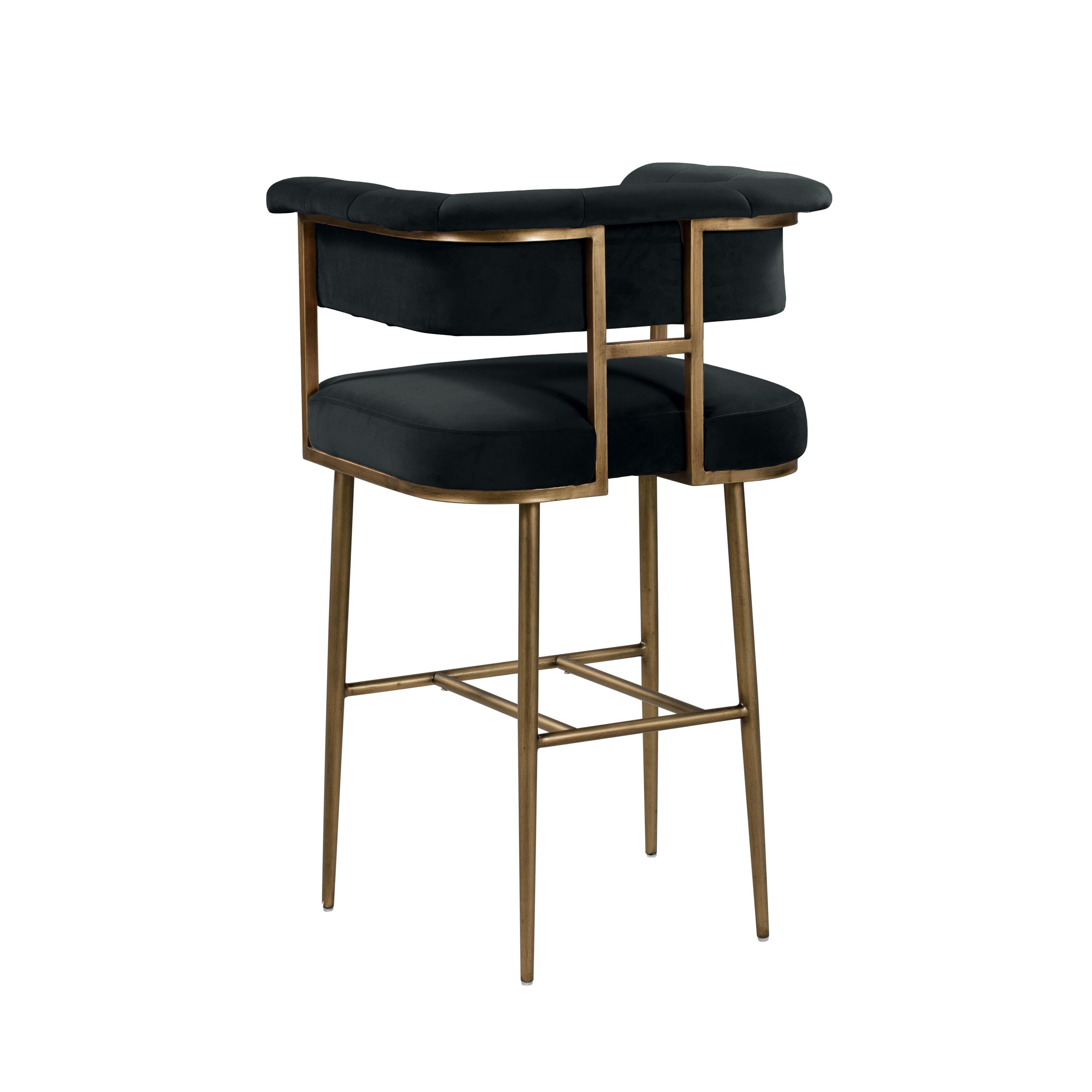 Astrid Grey Velvet Bar Stool - UK