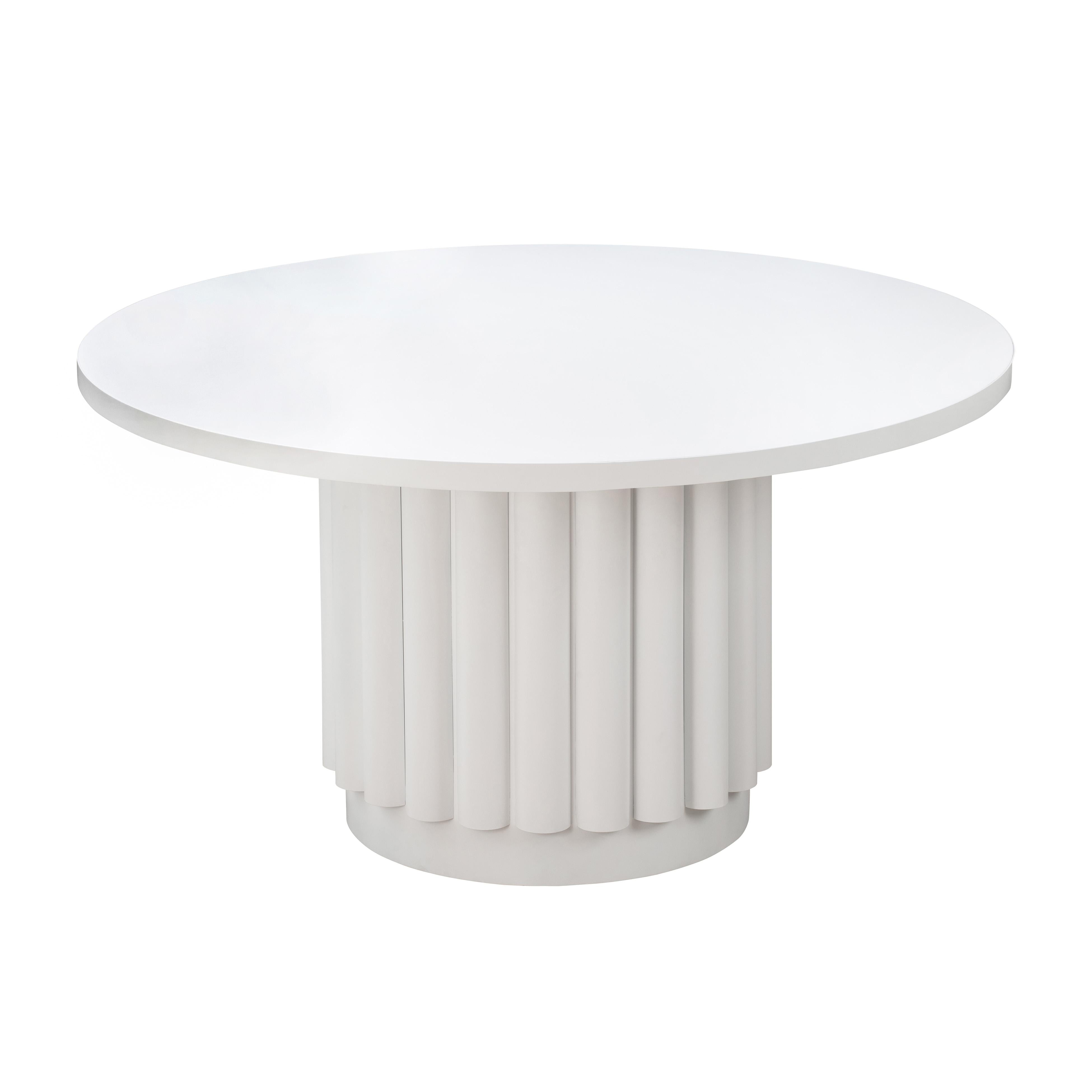 Kali 55 Inch White Round Dining Table - UK