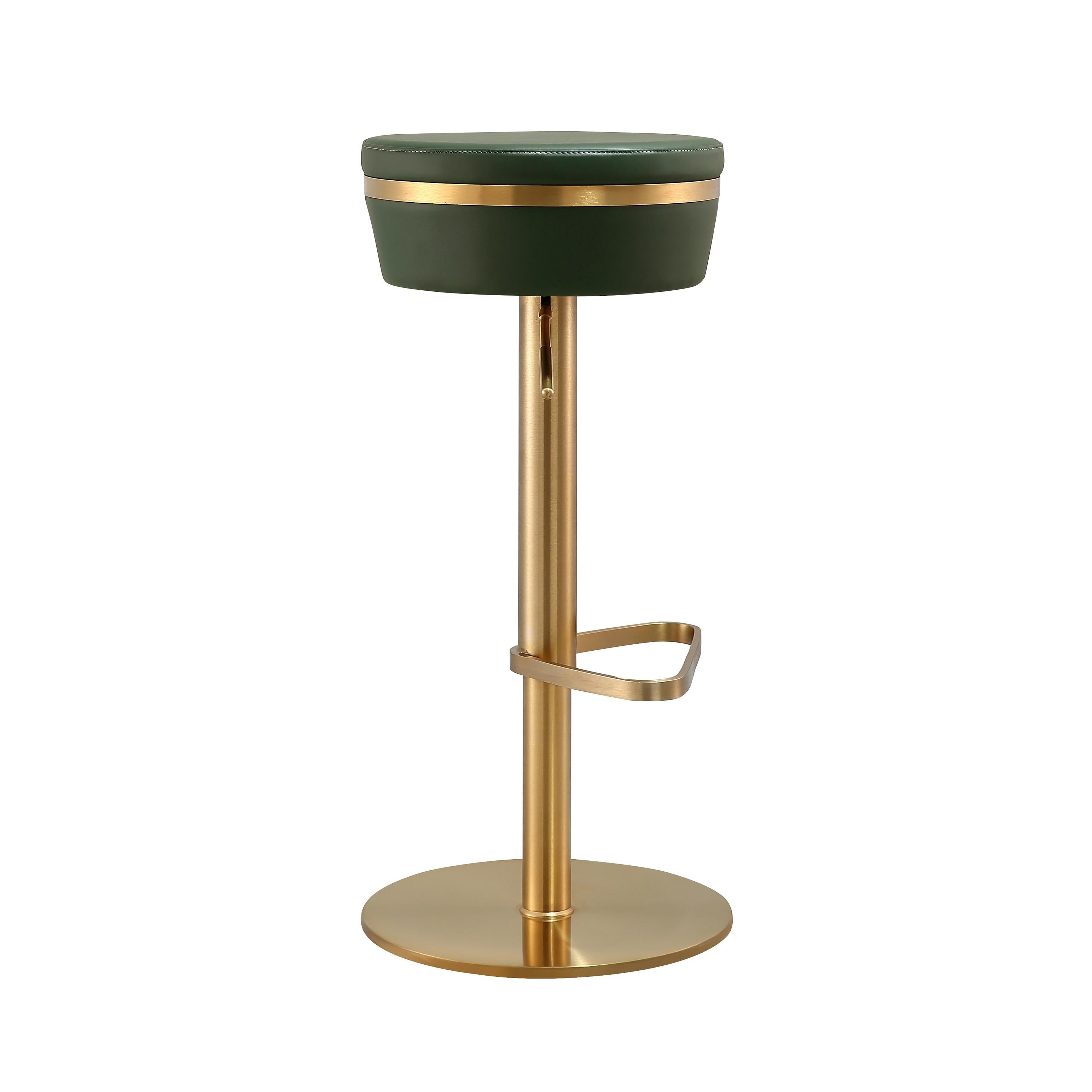 Astro Malachite Green Performance Vegan Leather and Gold  Adjustable Stool