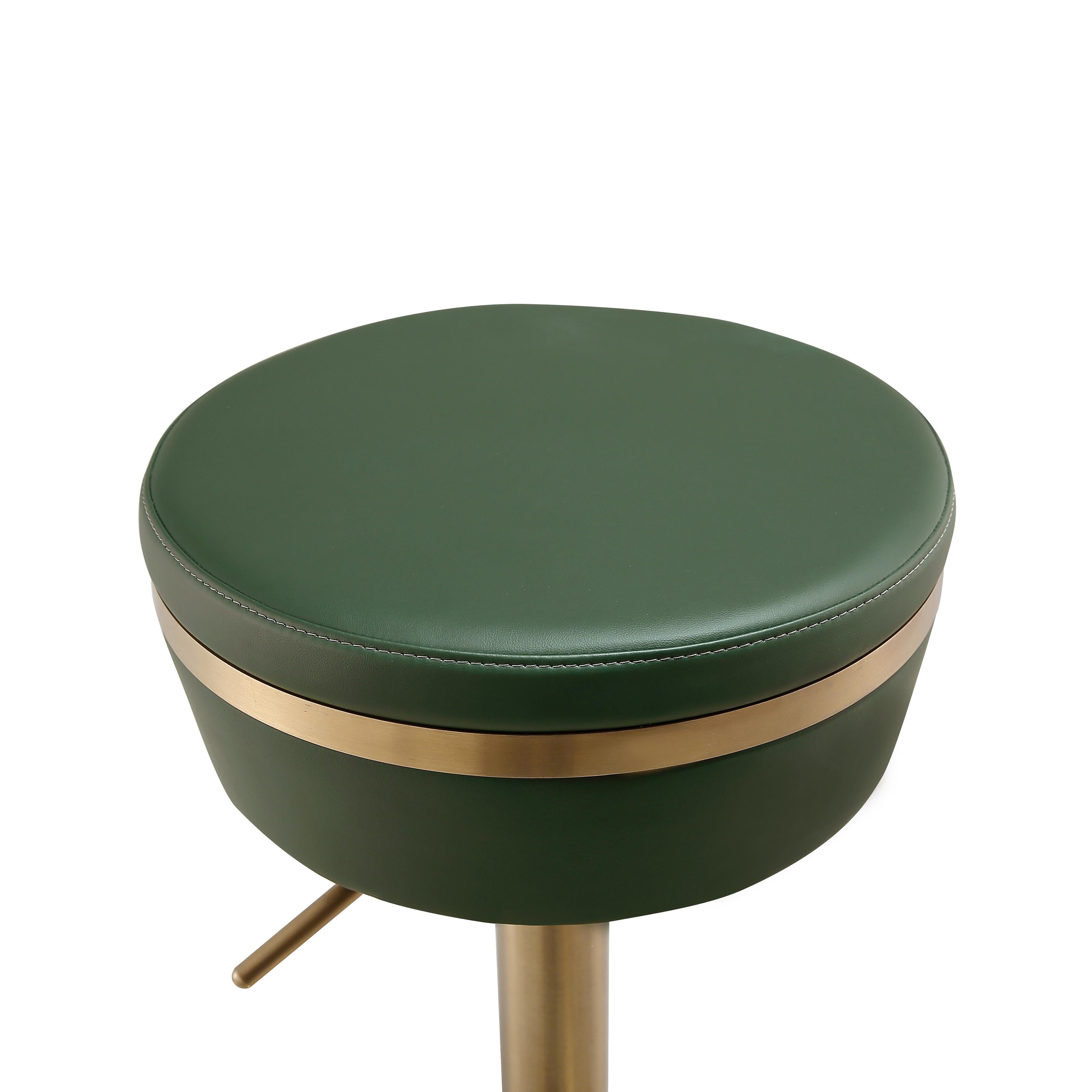Astro Malachite Green Performance Vegan Leather and Gold  Adjustable Stool
