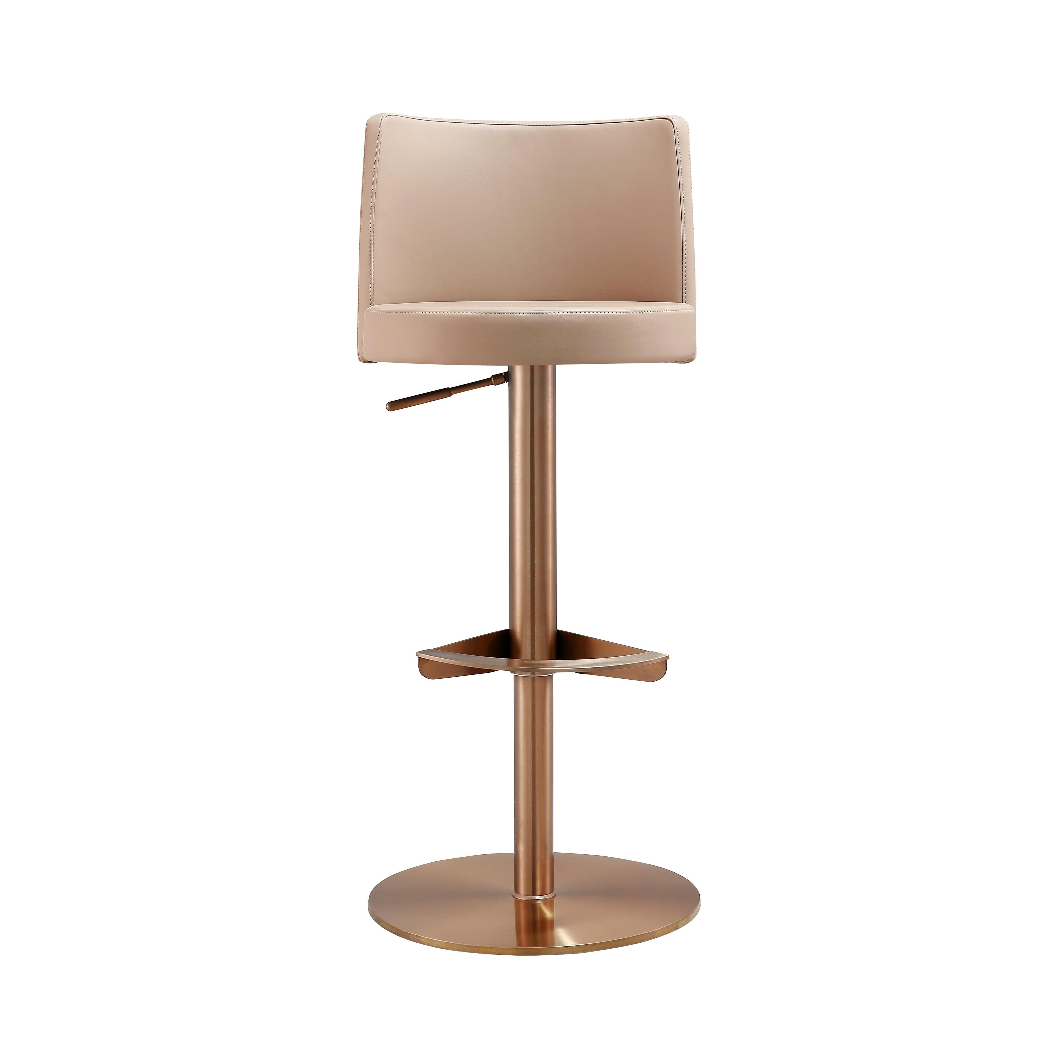Loosha Cafe Au Lait Performance Vegan Leather and Rose Gold Adjustable Stool - UK