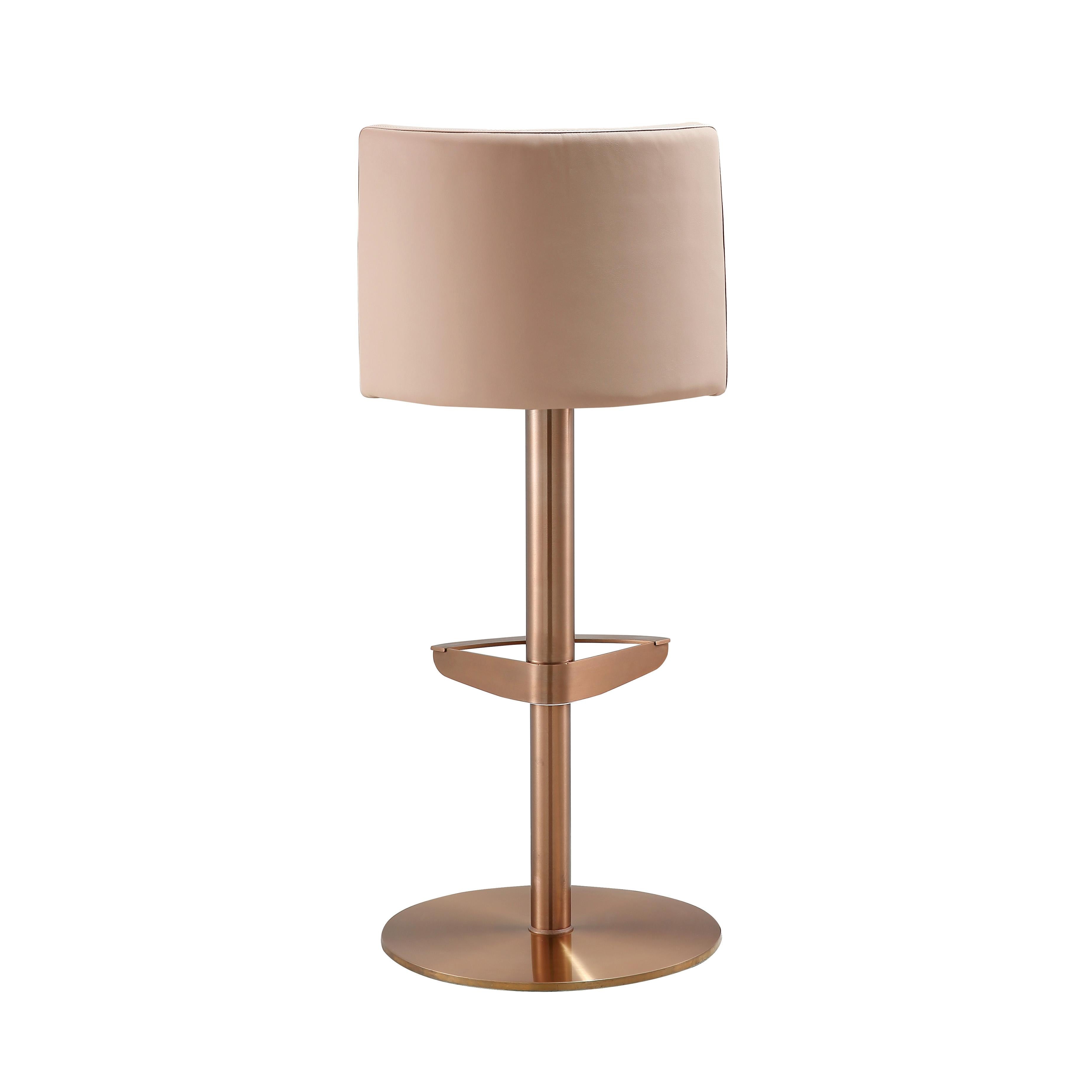 Loosha Cafe Au Lait Performance Vegan Leather and Rose Gold Adjustable Stool - UK
